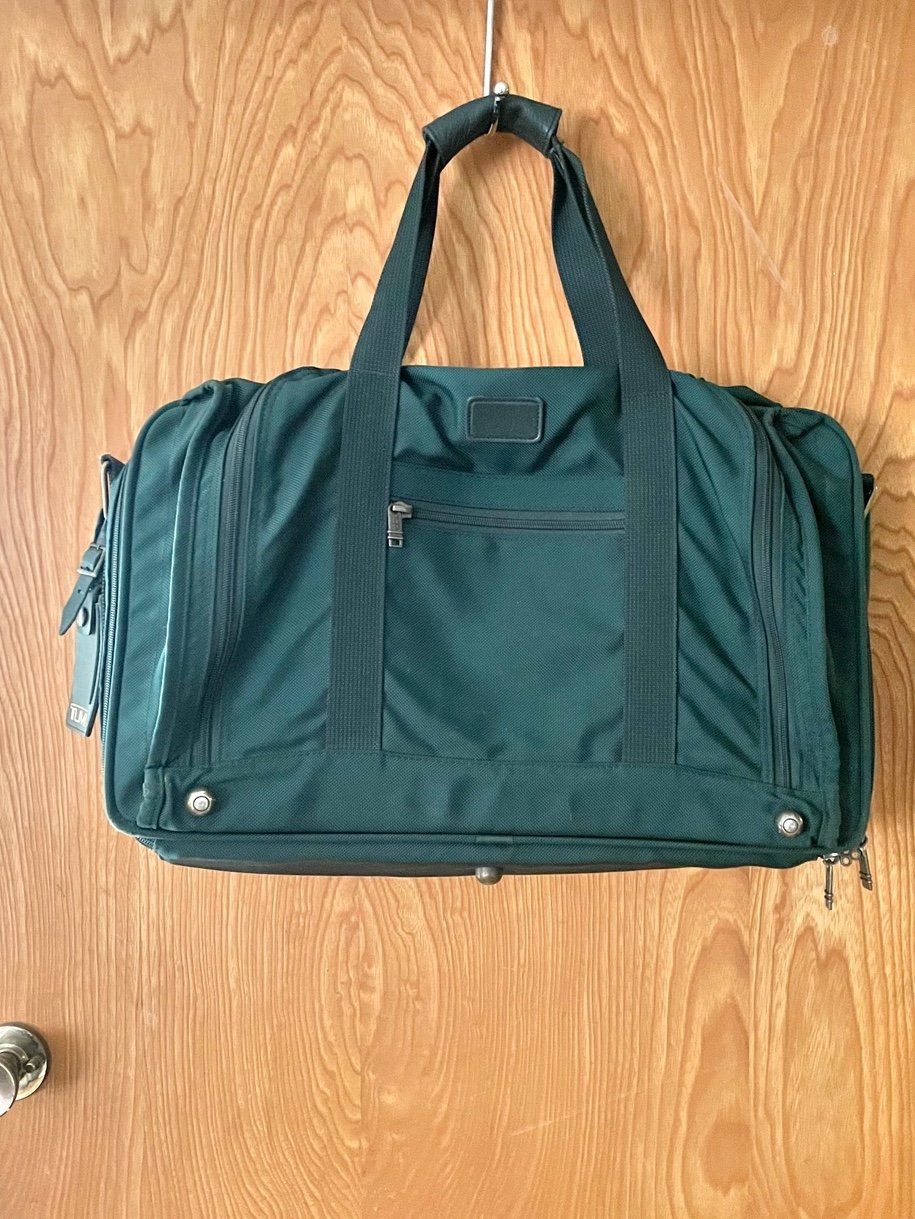 Tumi double expansion travel satchel briefcase, hunter green