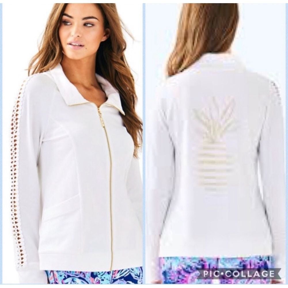 Lilly Pulitzer Brigantine Sweater Women's S Ladies Casual White Full Zip Jacket