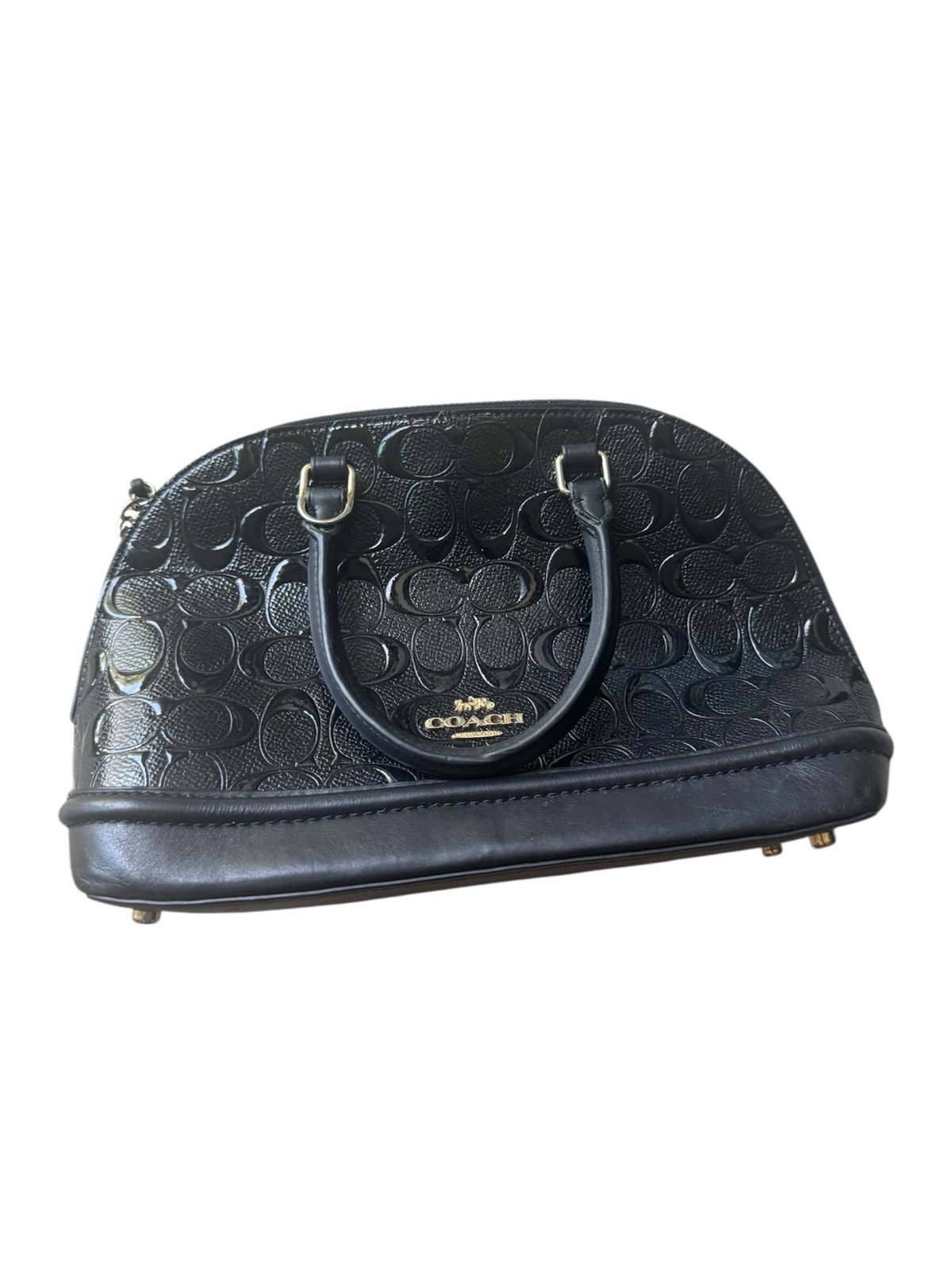 COACH Mini Sierra Satchel - Black Signature Leather