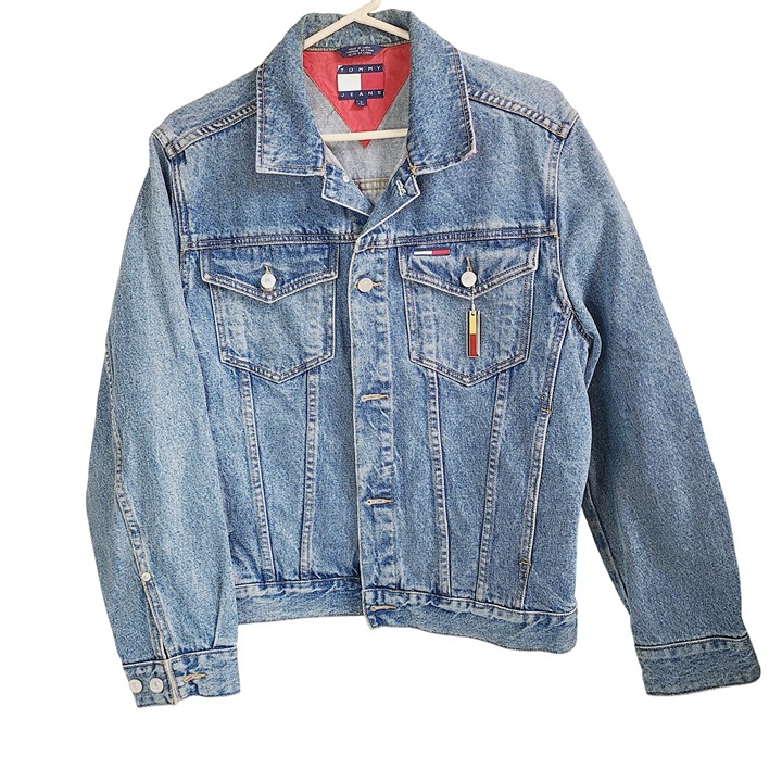 Vintage 90's Men's Tommy Jeans Classic Light Blue Denim Jacket Size S RN#66476