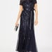 Navy formal petite sequin gown