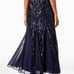 Navy formal petite sequin gown