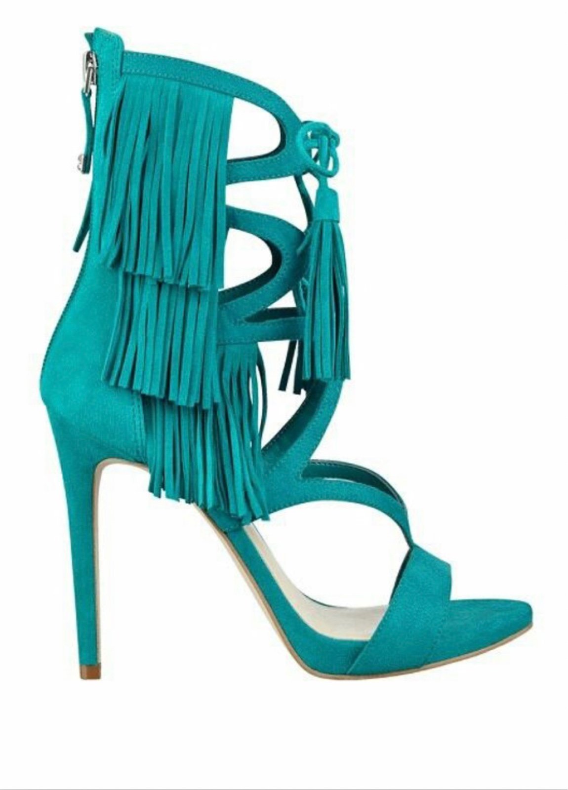 Guess gwabria teal fringe tassel Tie strappy sandals