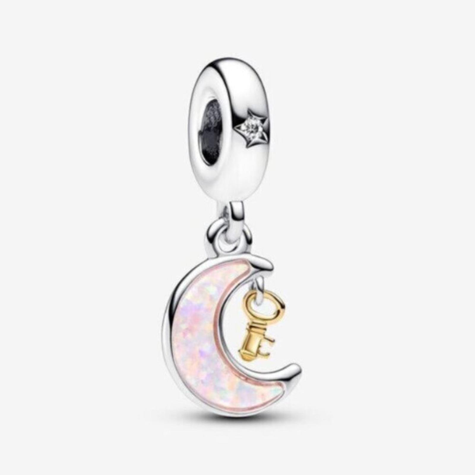 Pandora Two-tone Key & Moon Dangle Charm