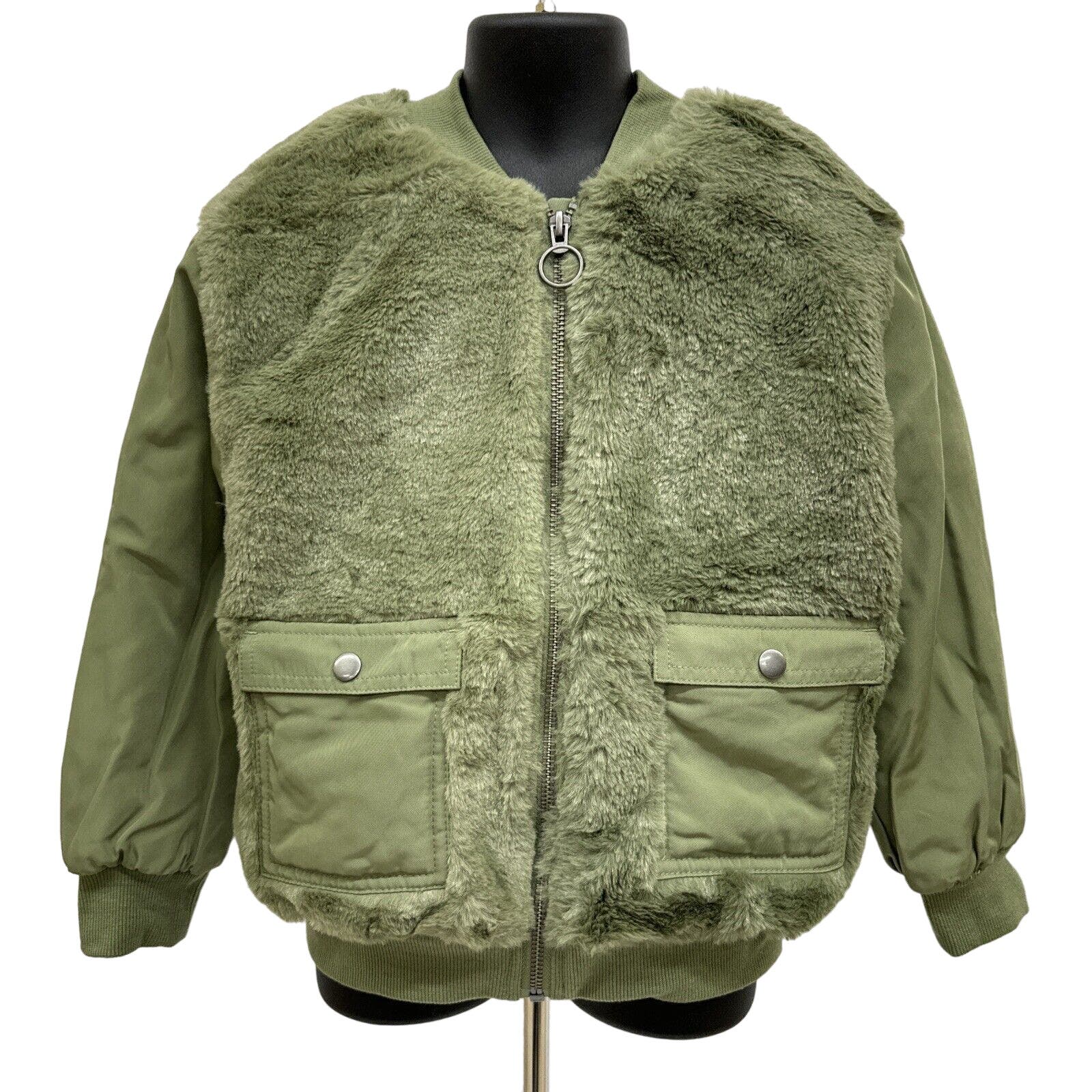 NWT Epic Threads Girls Sz 6 Lined Furry Bomber Style Jacket. Hillside Green