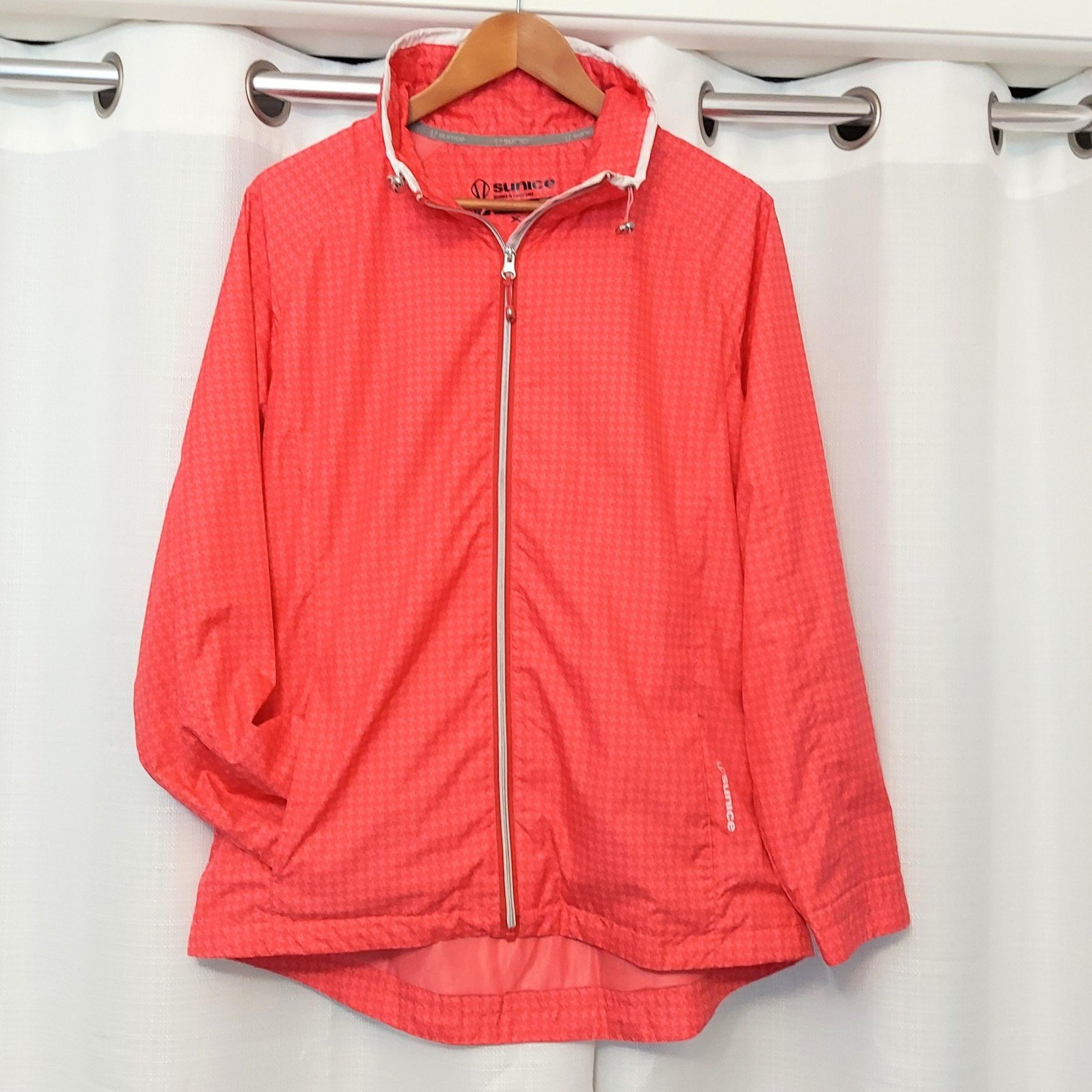 Sunice Sport Windbreaker Womens XL_TG Pink Houndstooth Fabric Back Full Zip Golf