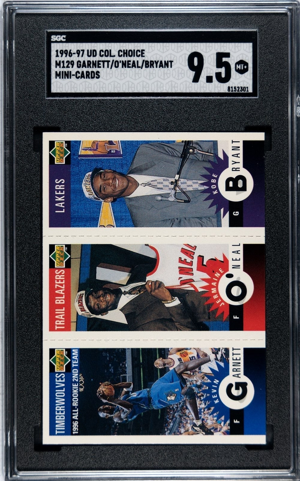 1996-97 UD Col. Choice Mini Cards Garnett/O'Neal/Bryant SGC 9.5