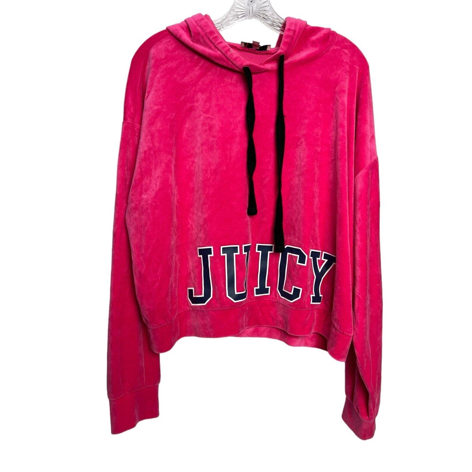 Juicy Couture Womens Size L Barbie Pink Velvet Cropped Hoodie