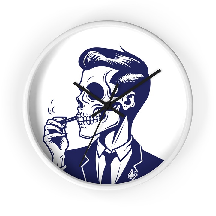 Vintage Skull Wall Clock Alpha Masculine Decor for Bold Timeless Style Cigar