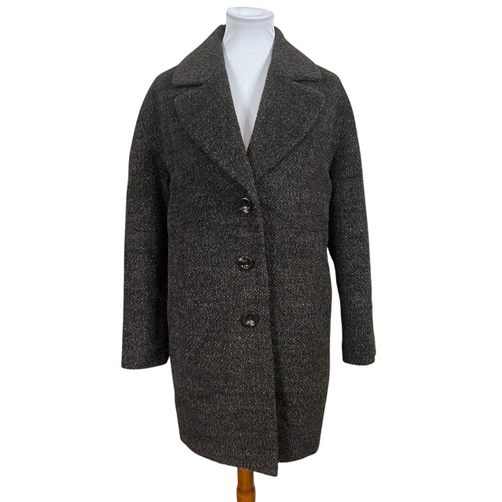 Trina Turk Womens Brown Wool & Alpaca Overcoat Size 8 3 Button Jacket