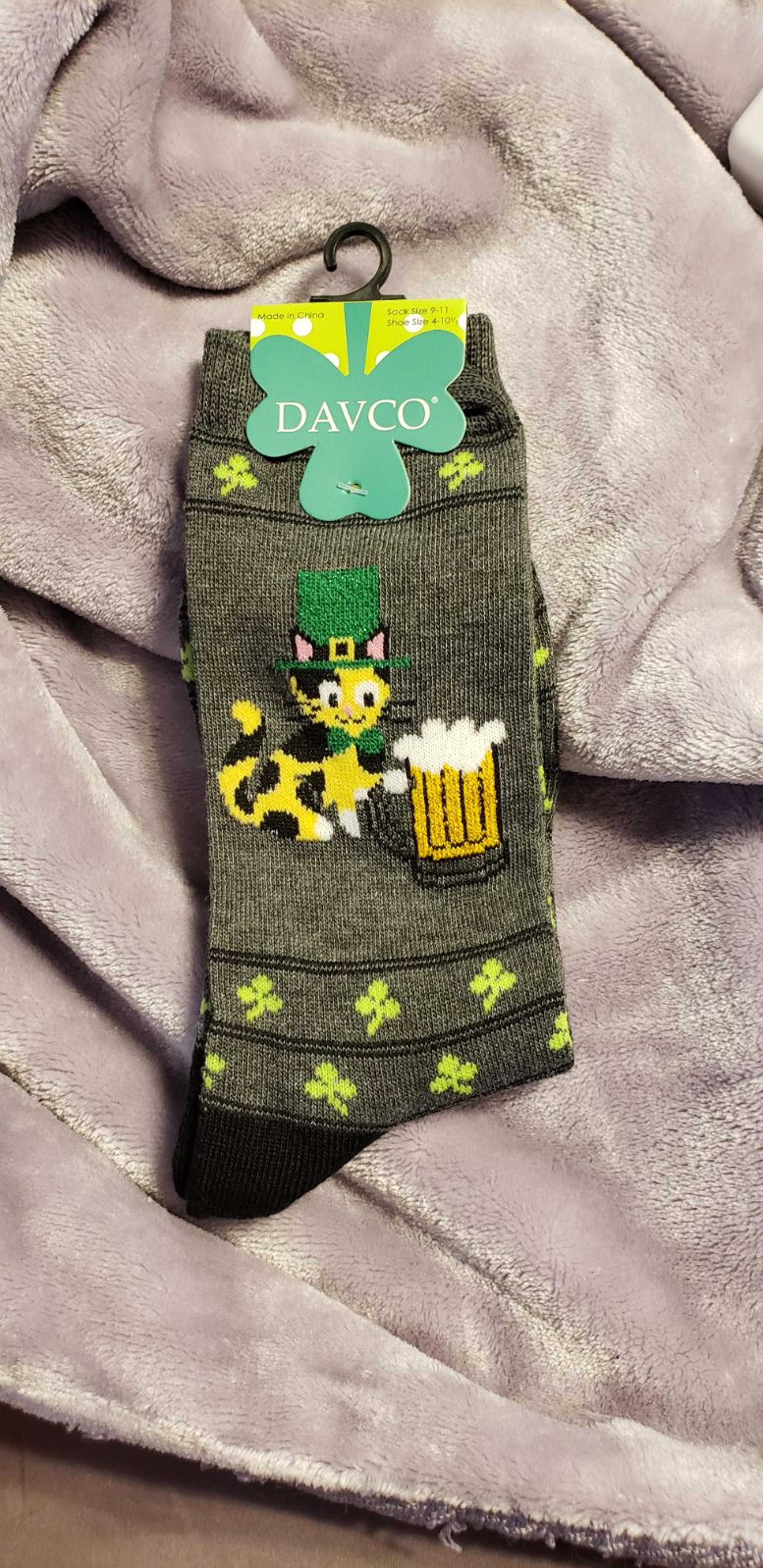 Cat And Beer St Patrick's Socks NWT