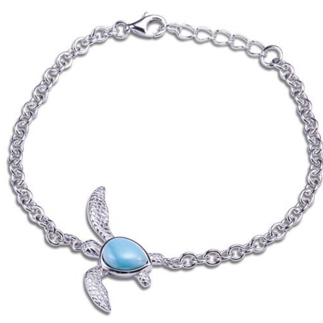 Larimar Turtle Bracelet Silver
