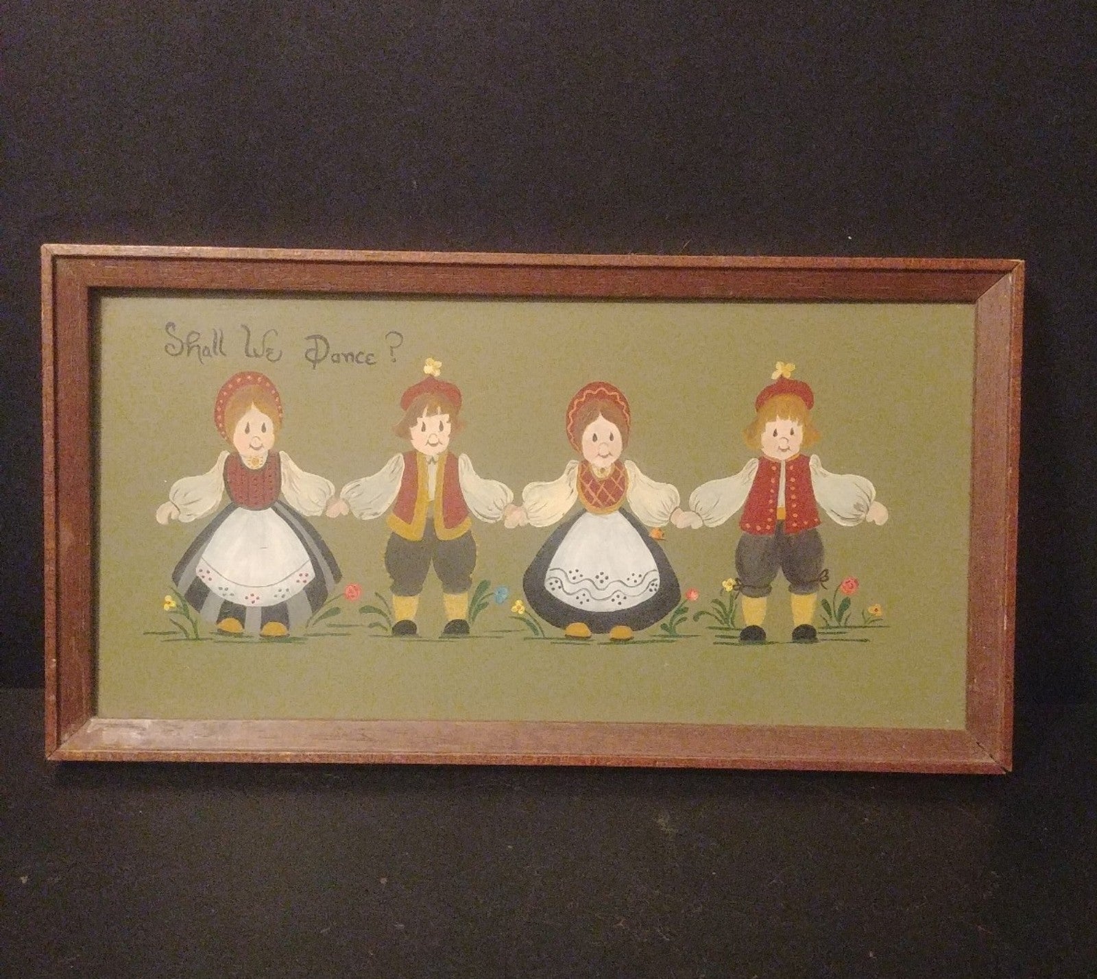 Vtg Acrylics Painting on Board Shall We Dance?