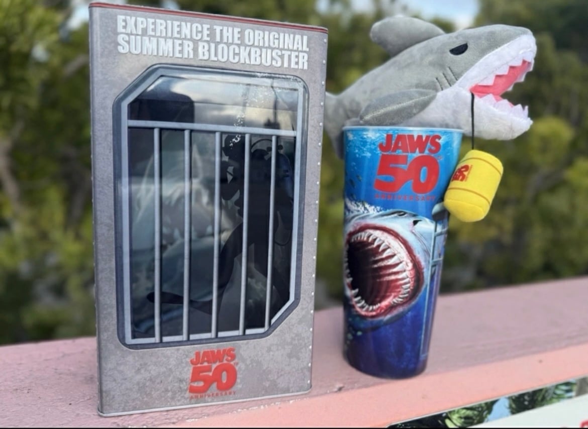 Jaws Movie 50th Anniversary Shark Popcorn Bucket Tin,Collectible Cup, and Plush!