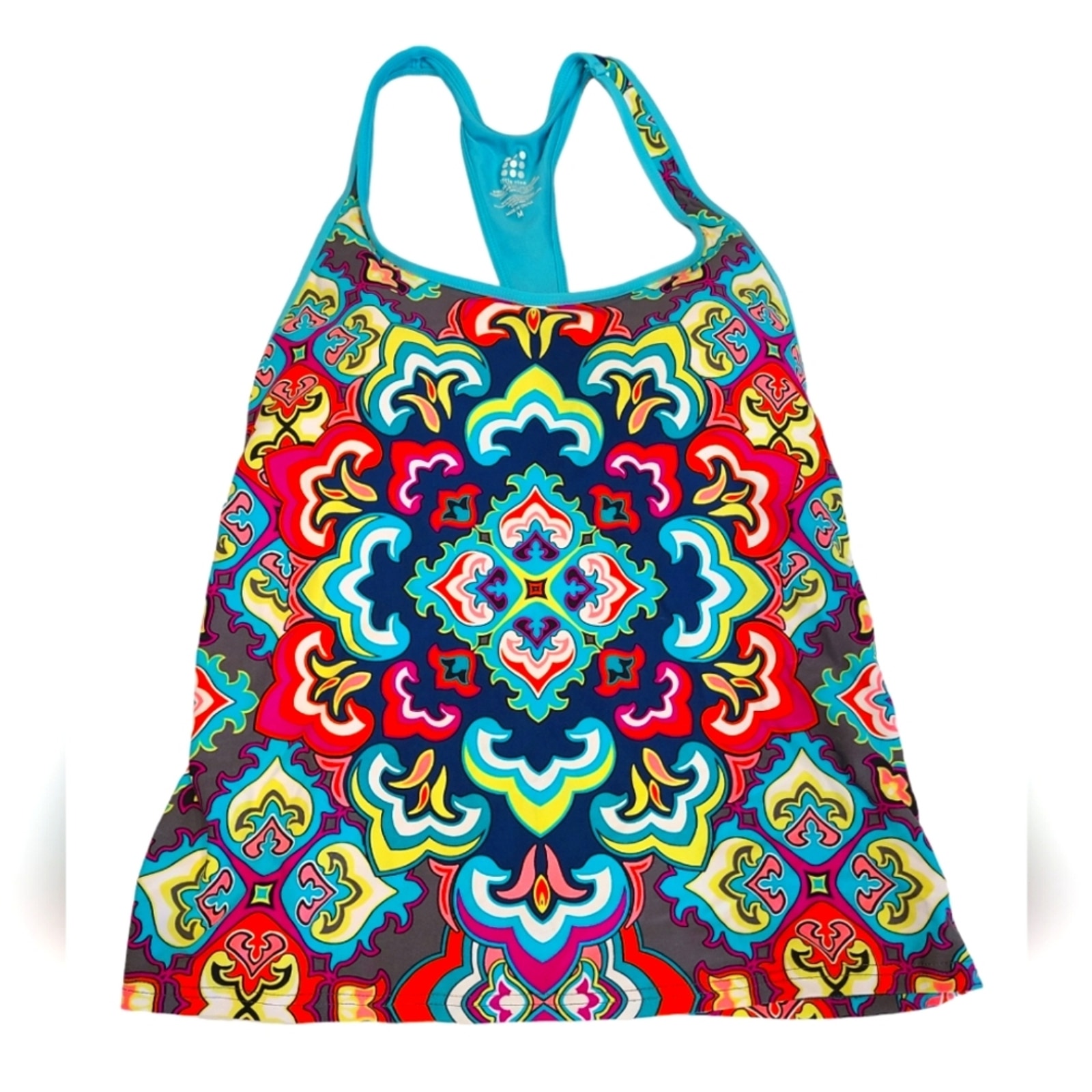 Title Nine Active Racer T back Top Built-in Bra Boho Moroccan | M