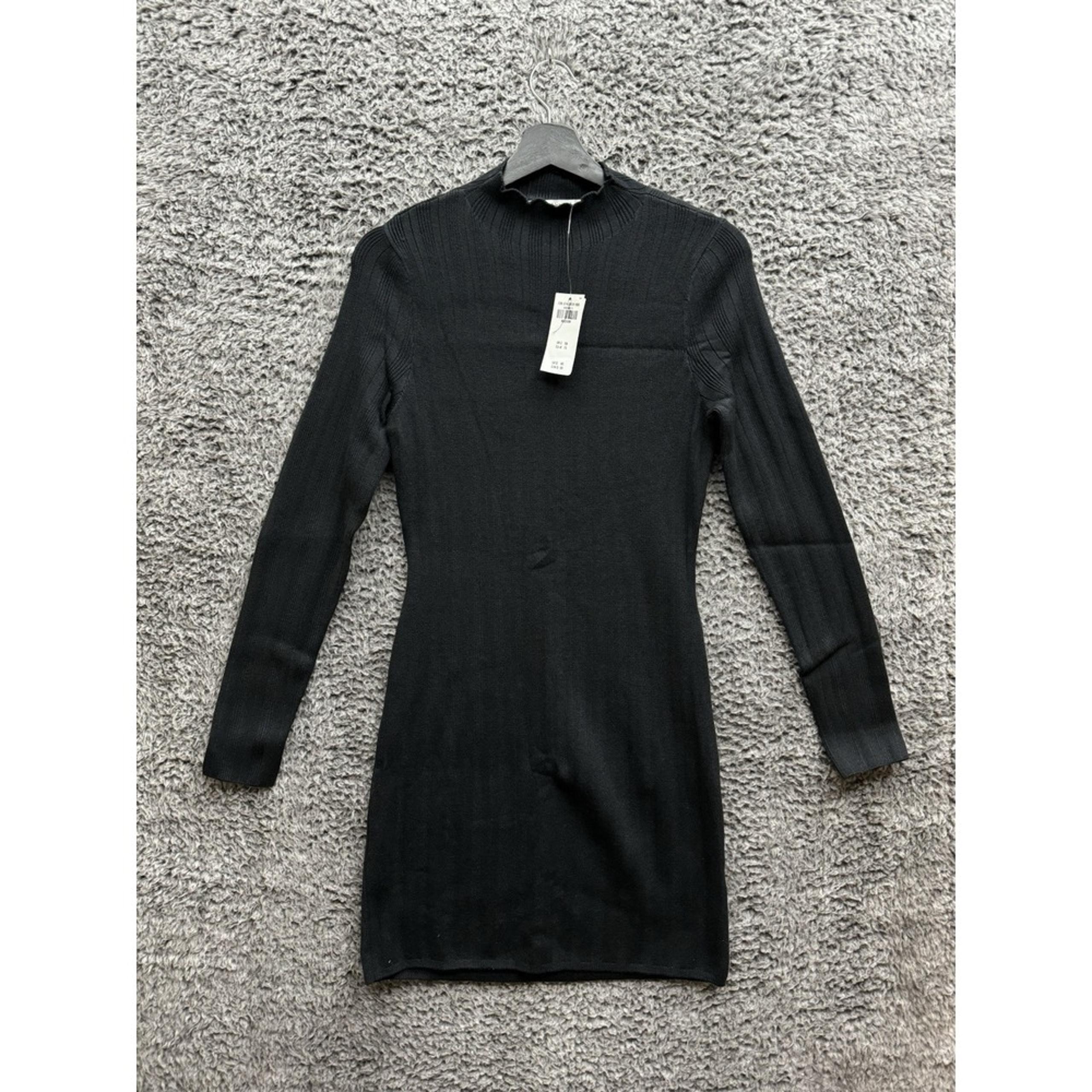Abercrombie & Fitch Knit  Black Mock Neck Ribbed Fitted Sweater Dress Size M NWT
