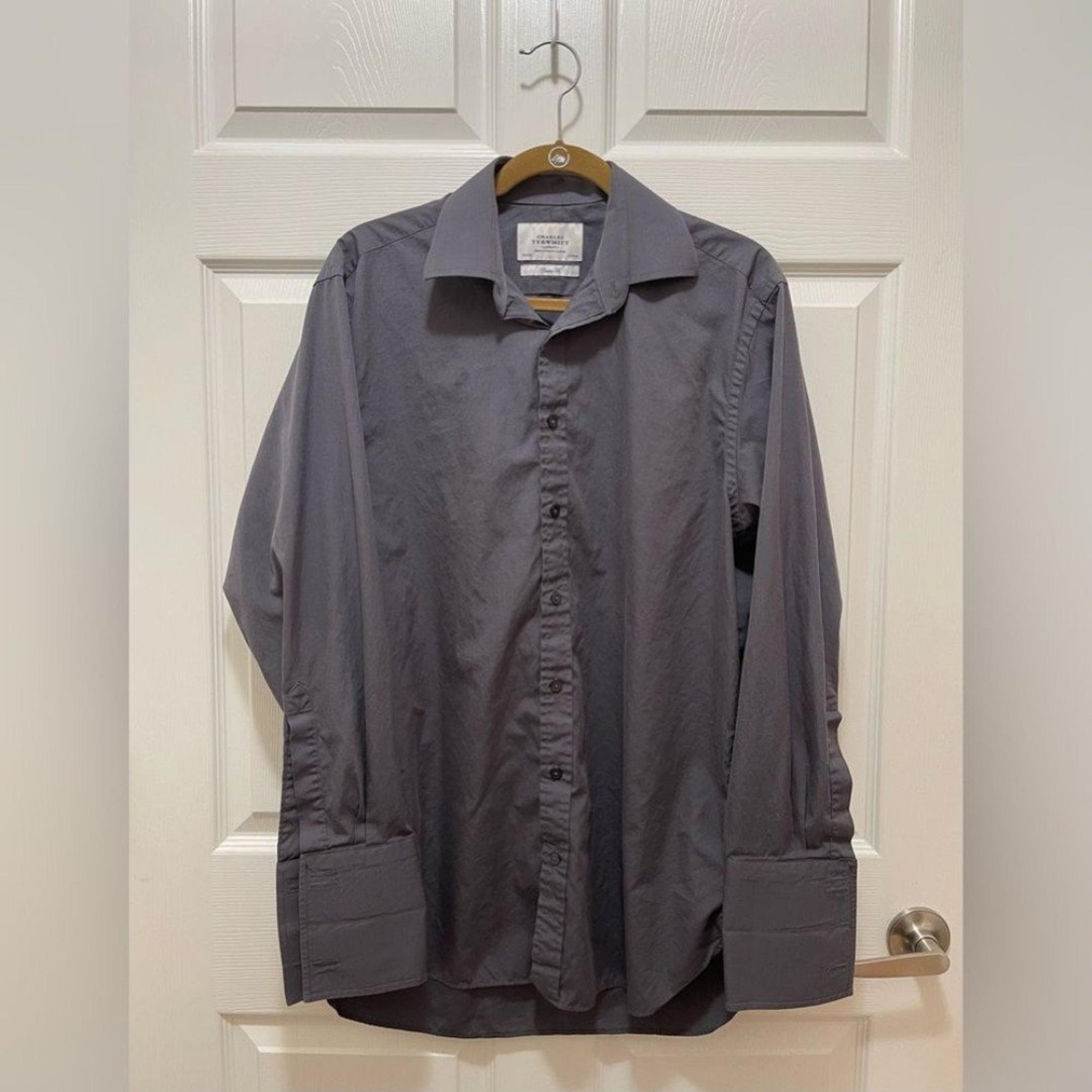 Charles Tyrwhitt Mens Button Long Sleeve Shirt Size 15.5 33 Gray Classic Fit