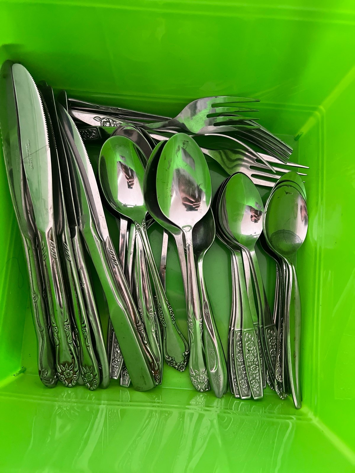 American star stainless spoons knives and hodge podge of cottage core silverware