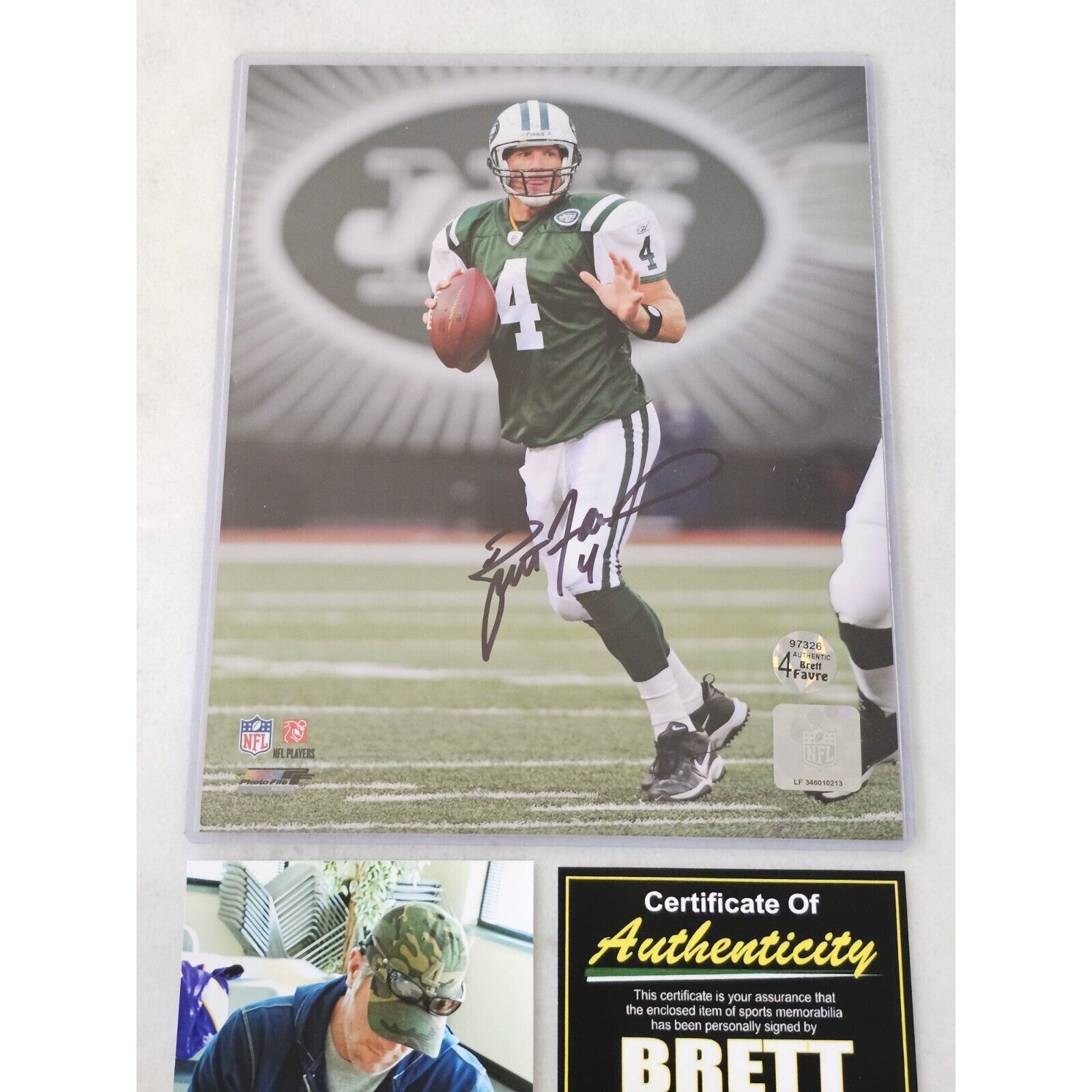 Brett Favre Autographed/Signed 8x10 Photo NY New York Jets