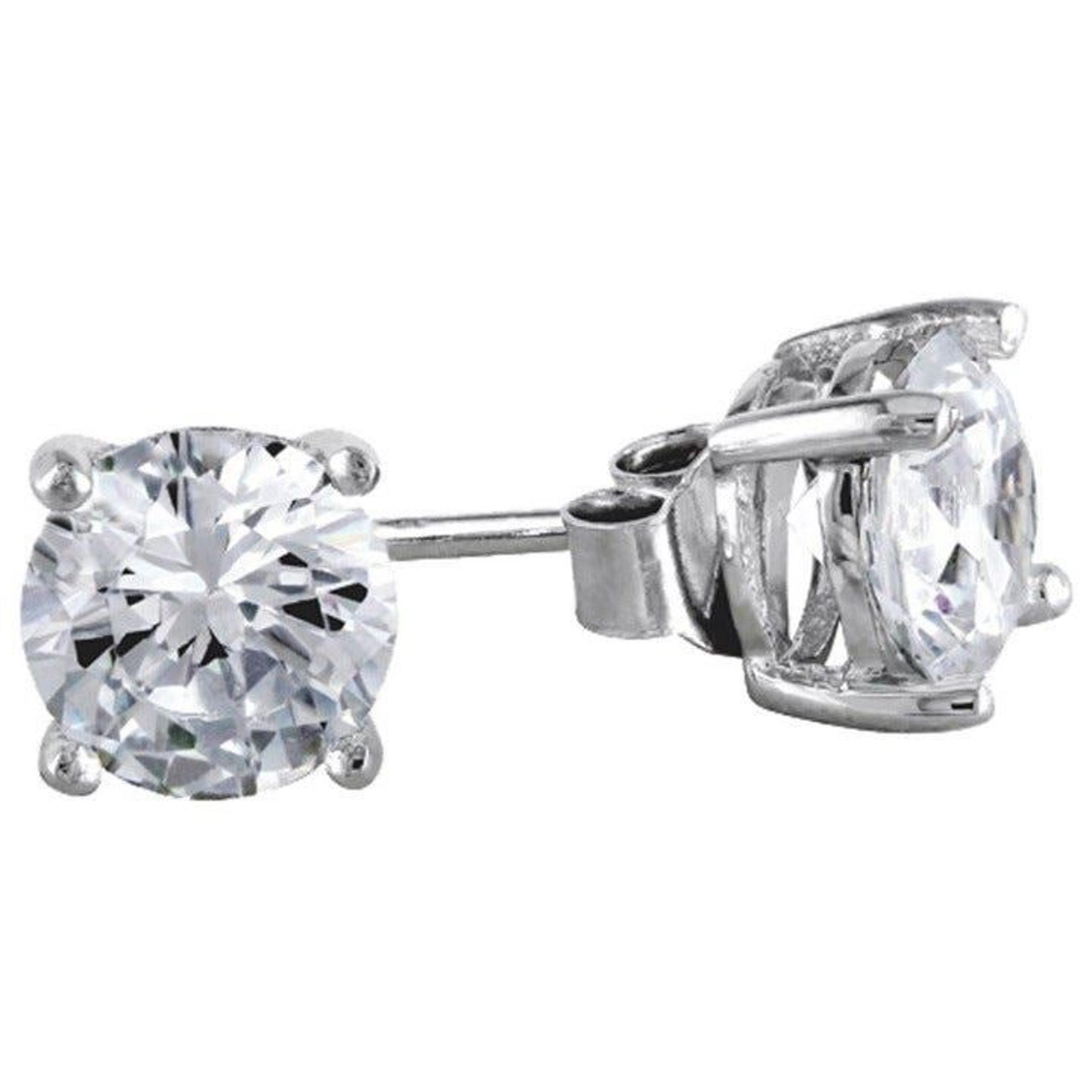 4.00 cts 8mm mens Solitaire Stud Earring 950 Platinum over Solid Sterling silver