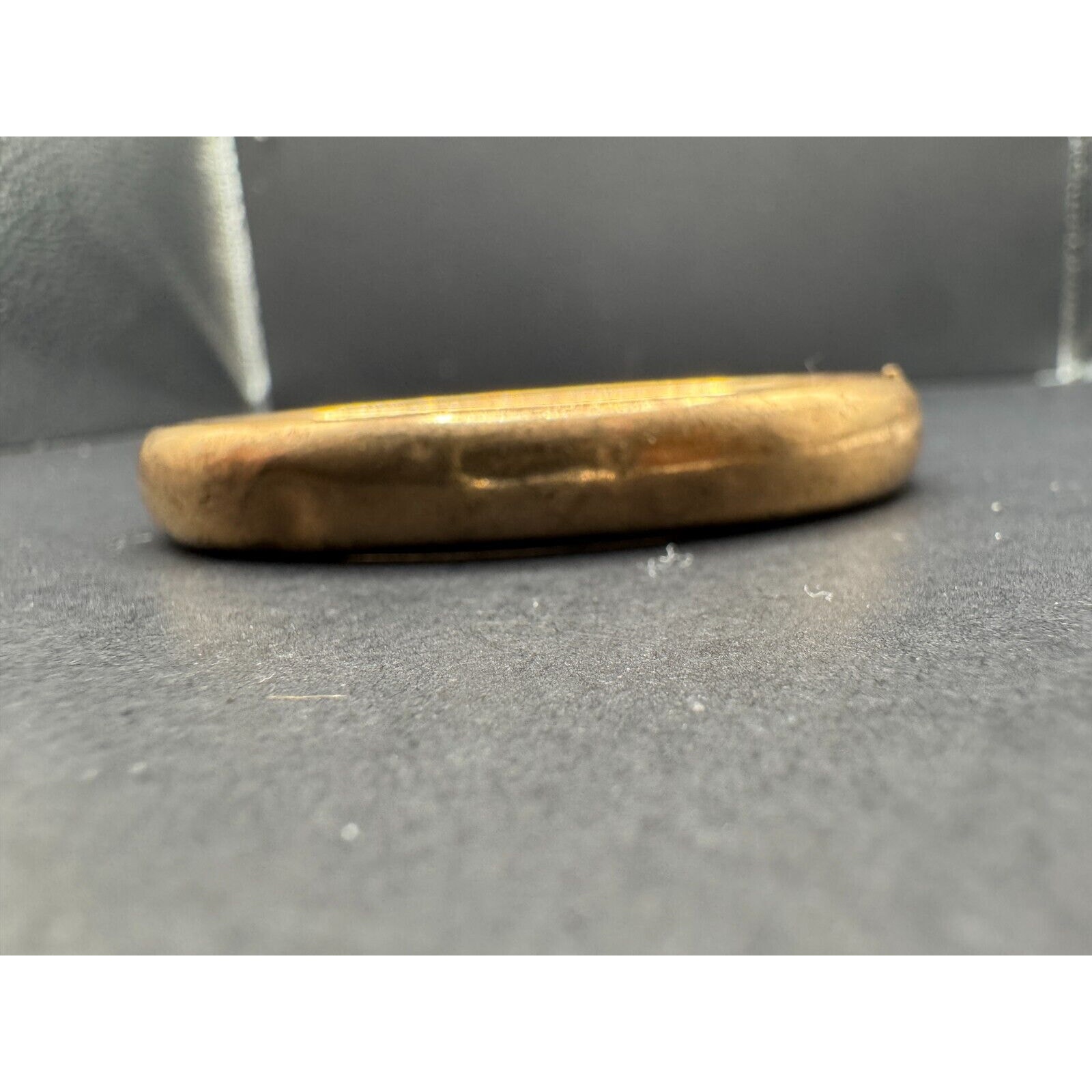 FM CO Signed Gold Filled Victorian Floral Engraved Hinged Bangle Bracelet