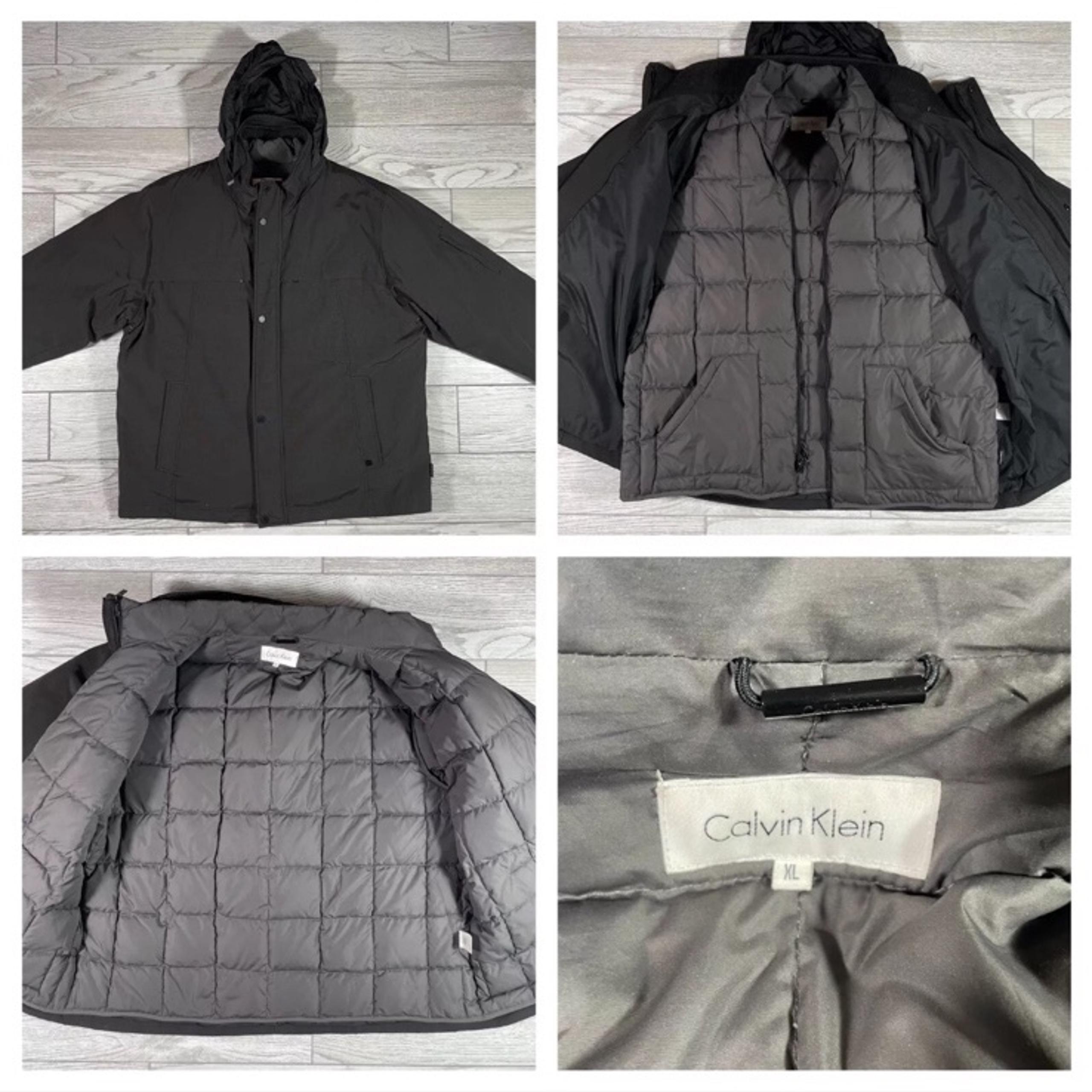 $225 Calvin Klein Men's Jacket Size XL Black Lined Hooded Down Puffer Coat Snow