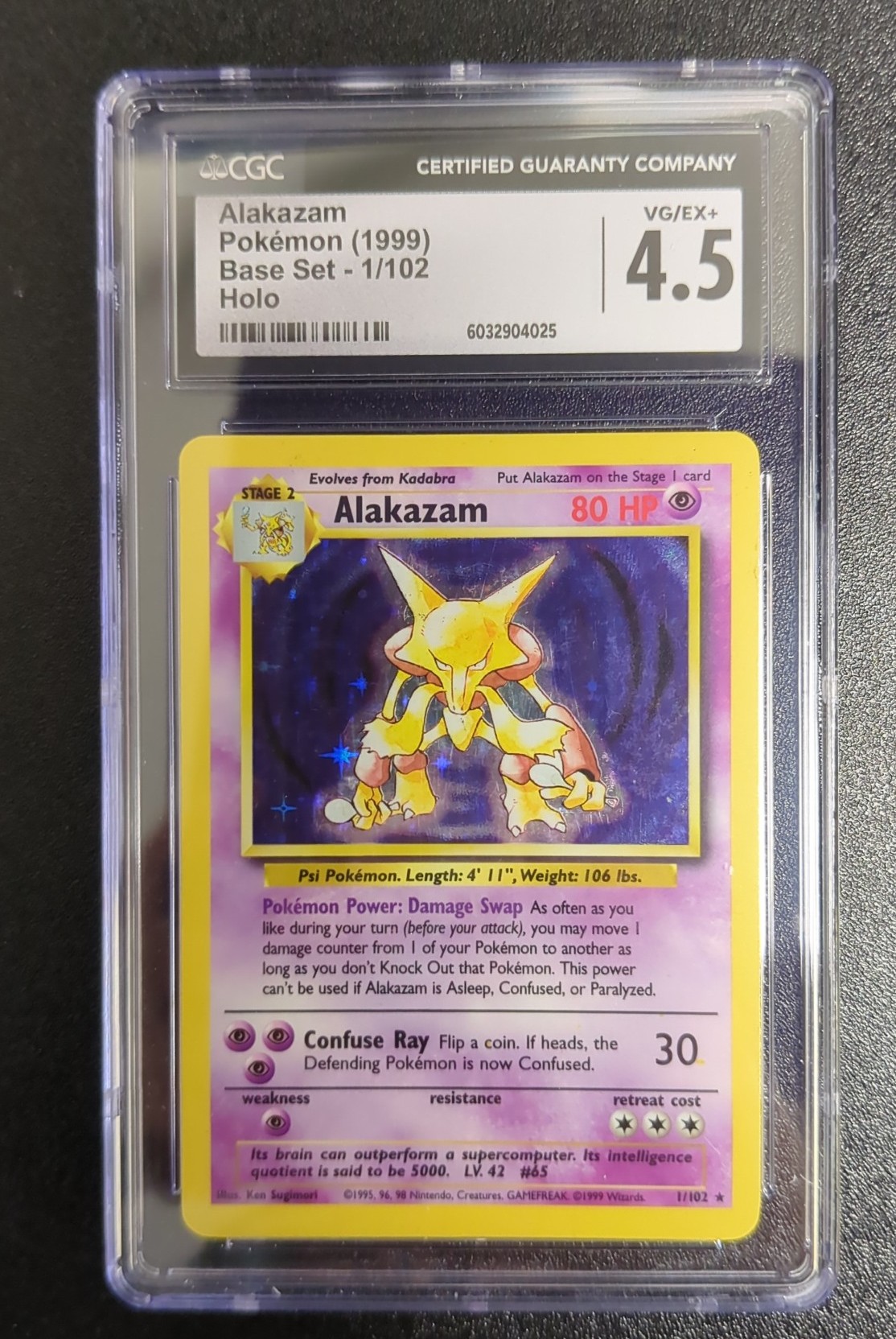 Alakazam Base set Holo 1/102 - CGC Graded 4.5 - Pokémon TCG (1999)
