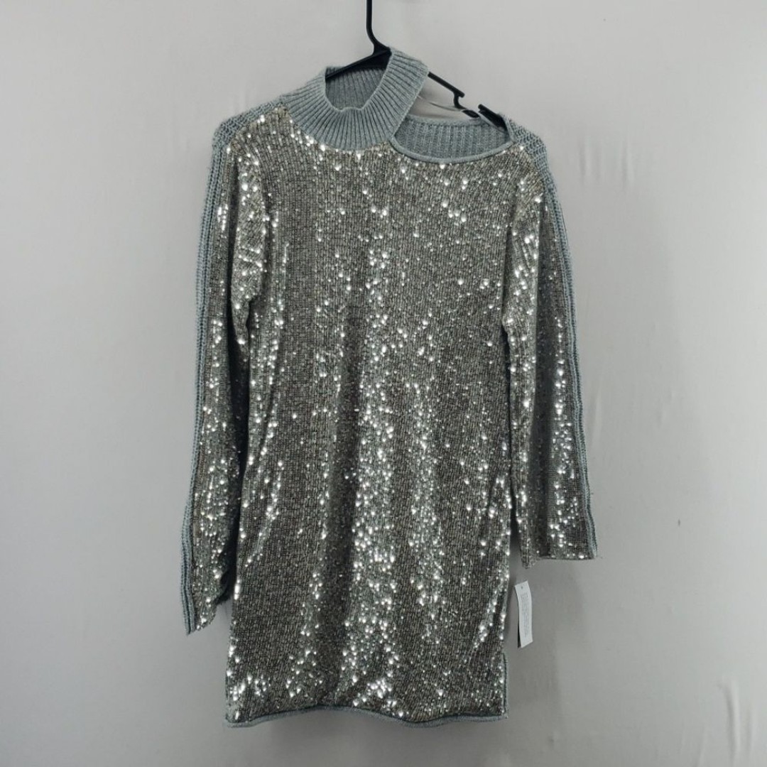Inc International Concepts Sequin Tunic Gray Size XS *Flaw* (hanger)
