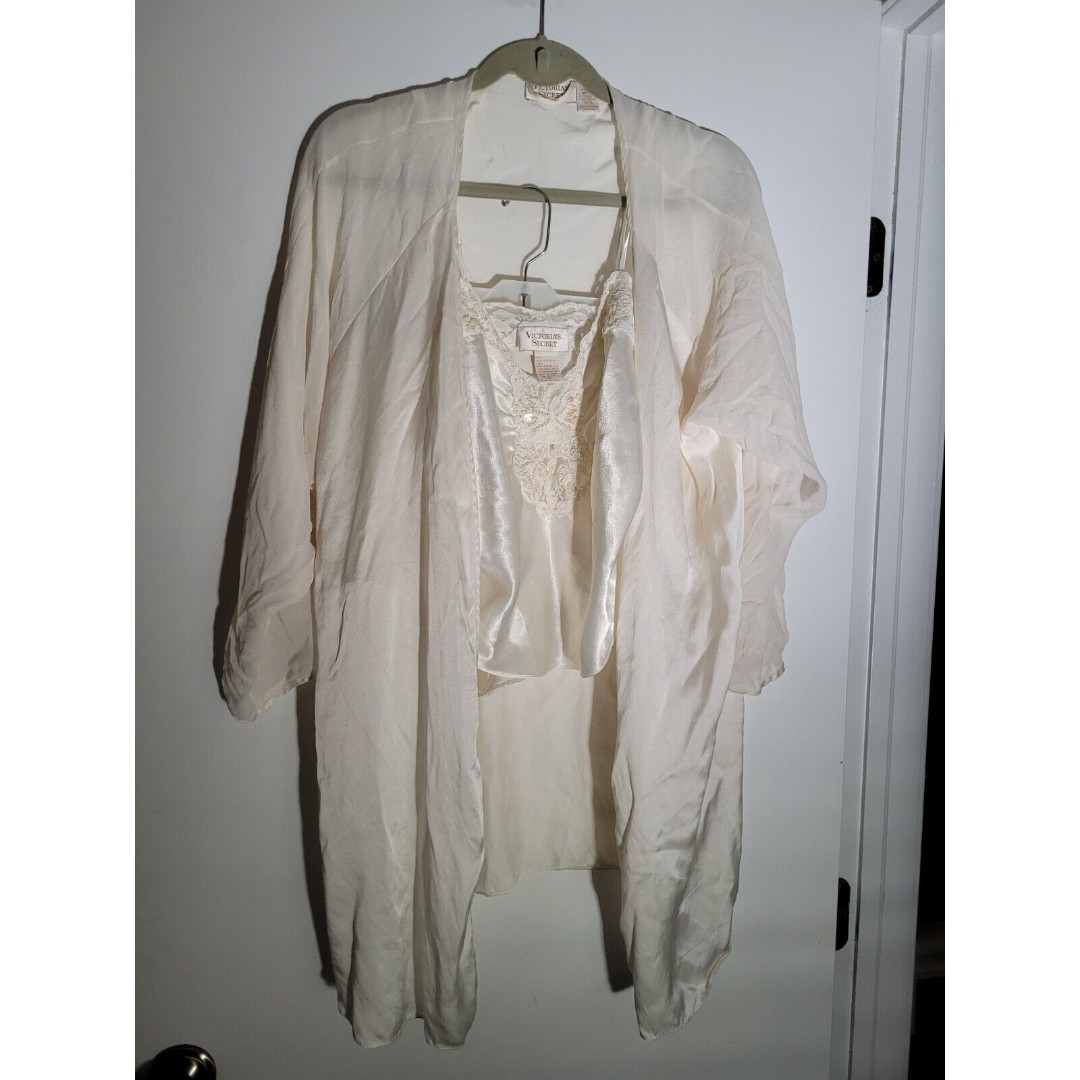 Vintage Victoria’s Secret Gold Label Bridal Set Small Lingerie Robe Top Shorts