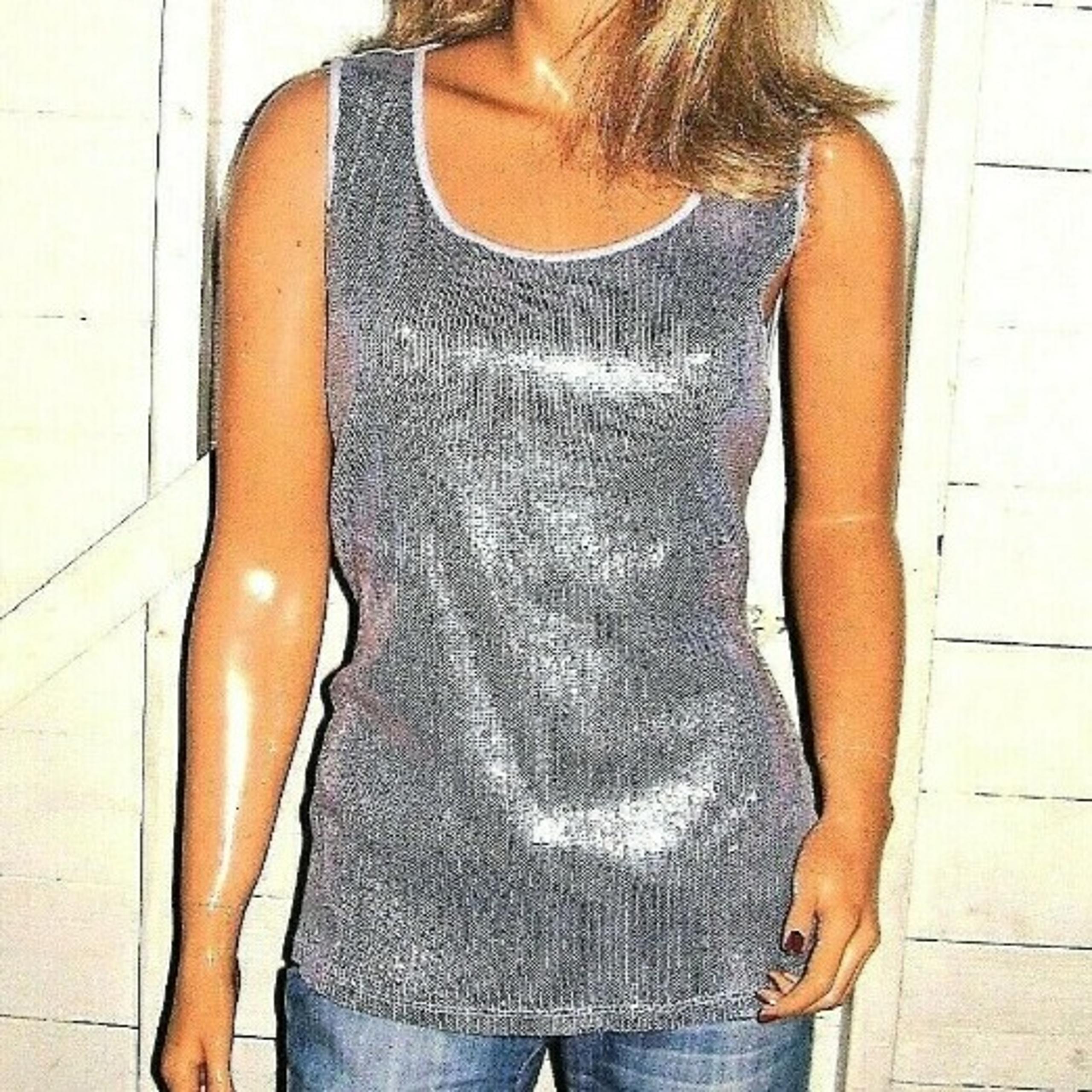 Style & Co Light Gray Sequin Tank Top XL