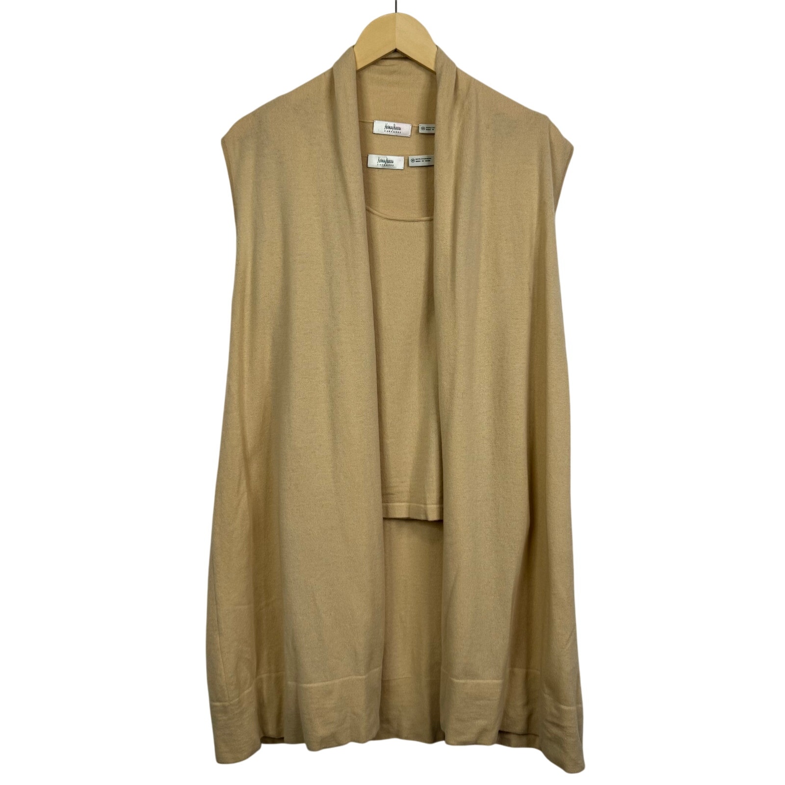 Vintage Neiman Marcus 100% Cashmere Sleeveless Cardigan 2 piece Set Size M