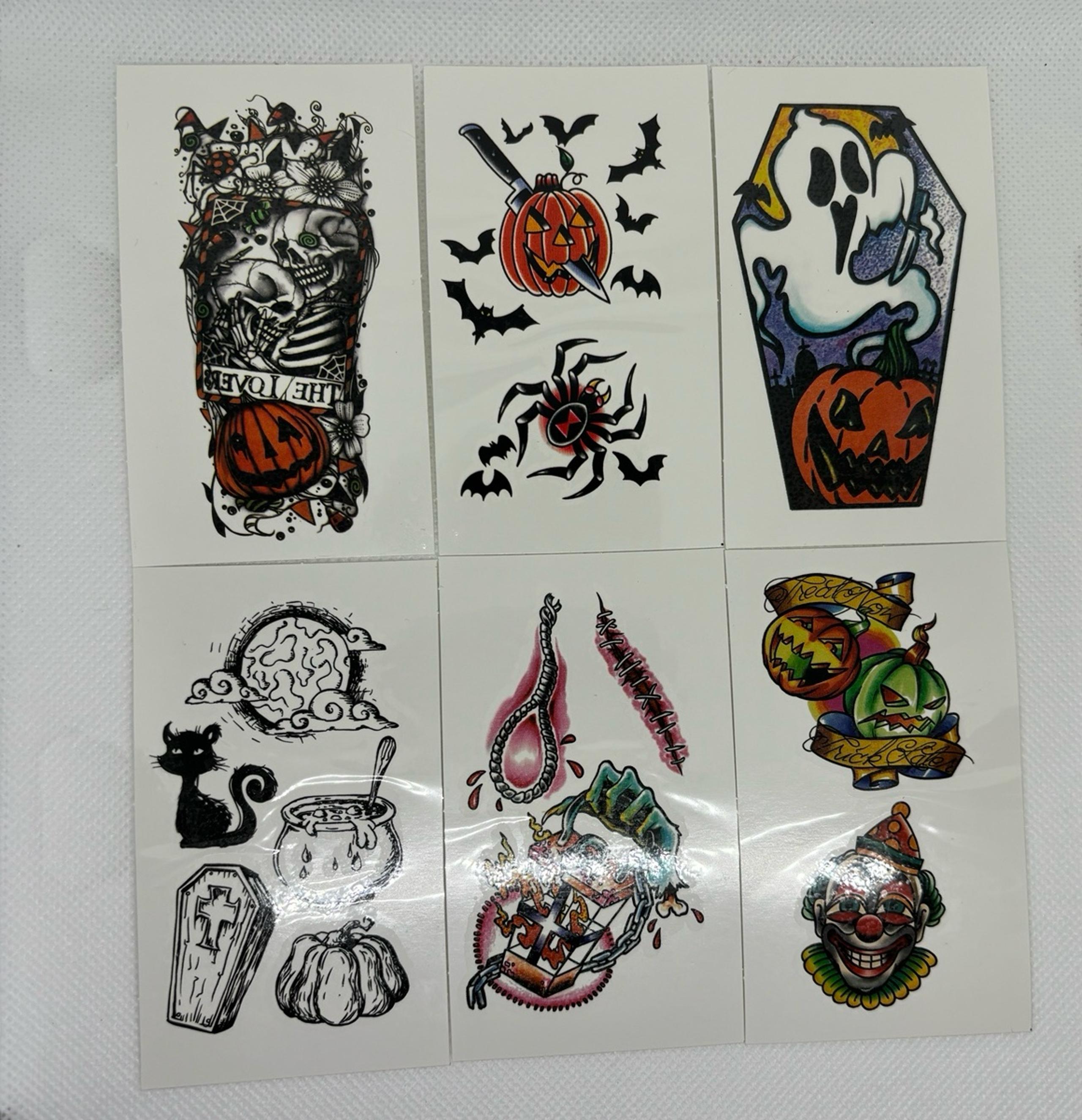 6 pack Halloween Temporary Tattoos