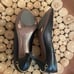 Gucci Black Leather Napa Charlotte Nero 3.5 Heel Almond Toe Horsebit Logo 39 8.5