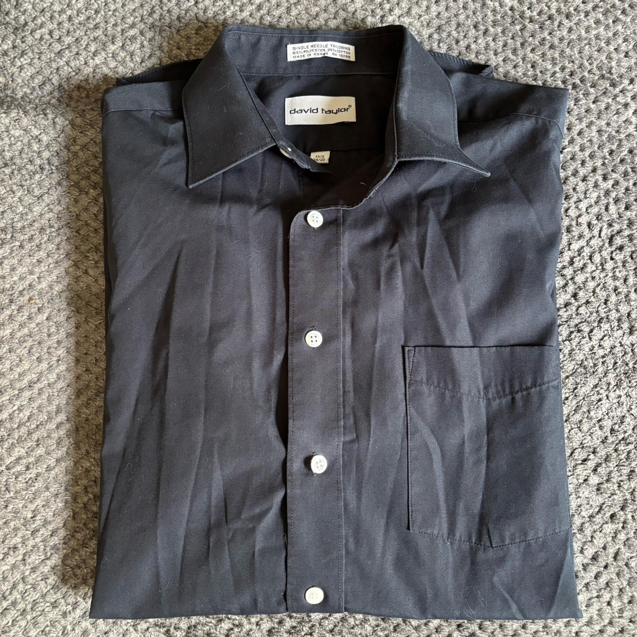 David Taylor Collection Shirt Mens 15 1/2 34-35 Black Collared Button Down