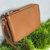 Coach Double Corner Zip Wristlet In Polished Pebble Leather