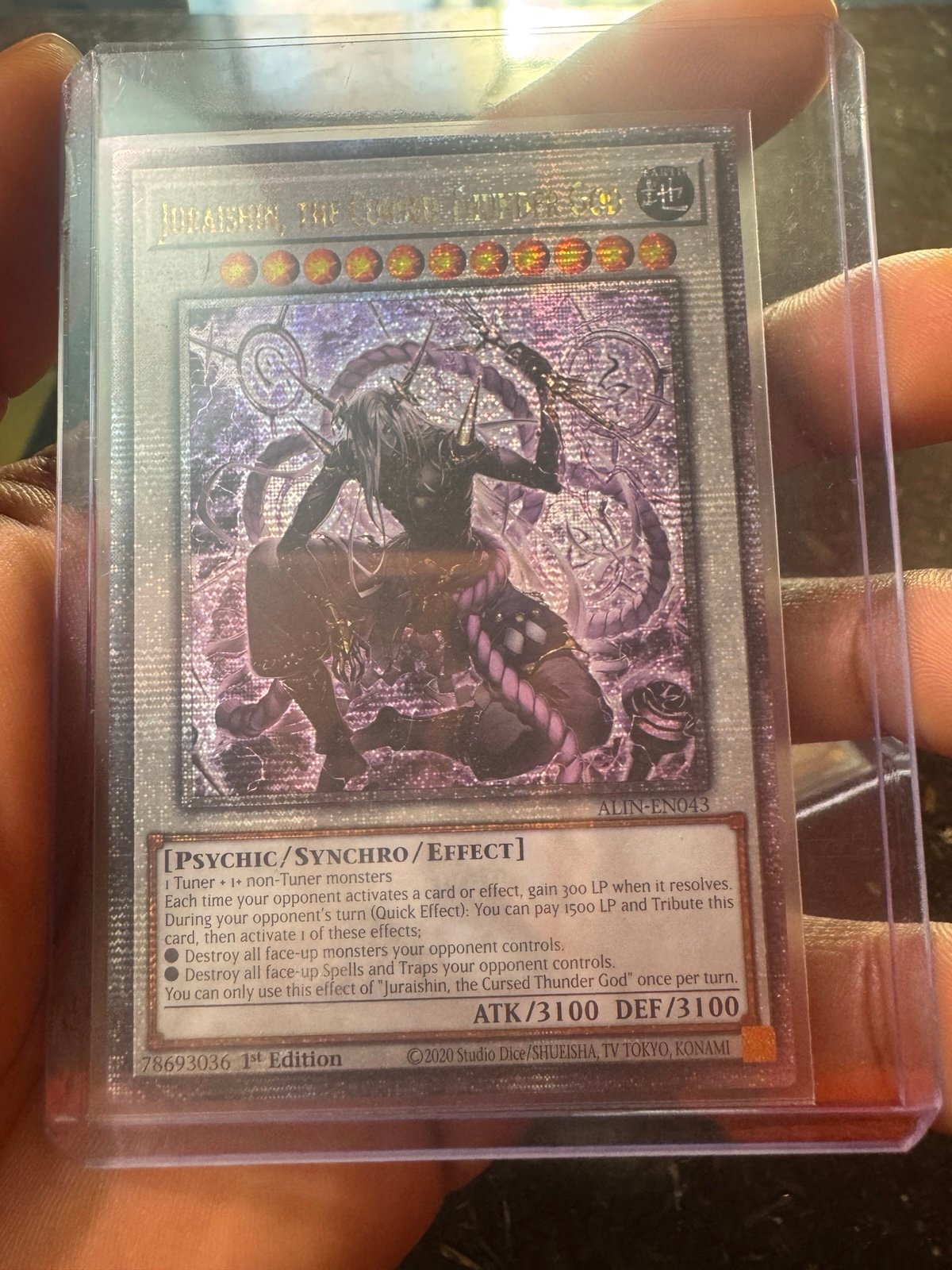 1x Yu-Gi-Oh! Juraishin, the Cursed Thunder God QC Secret Rare ALIN-EN043 1st-Ed