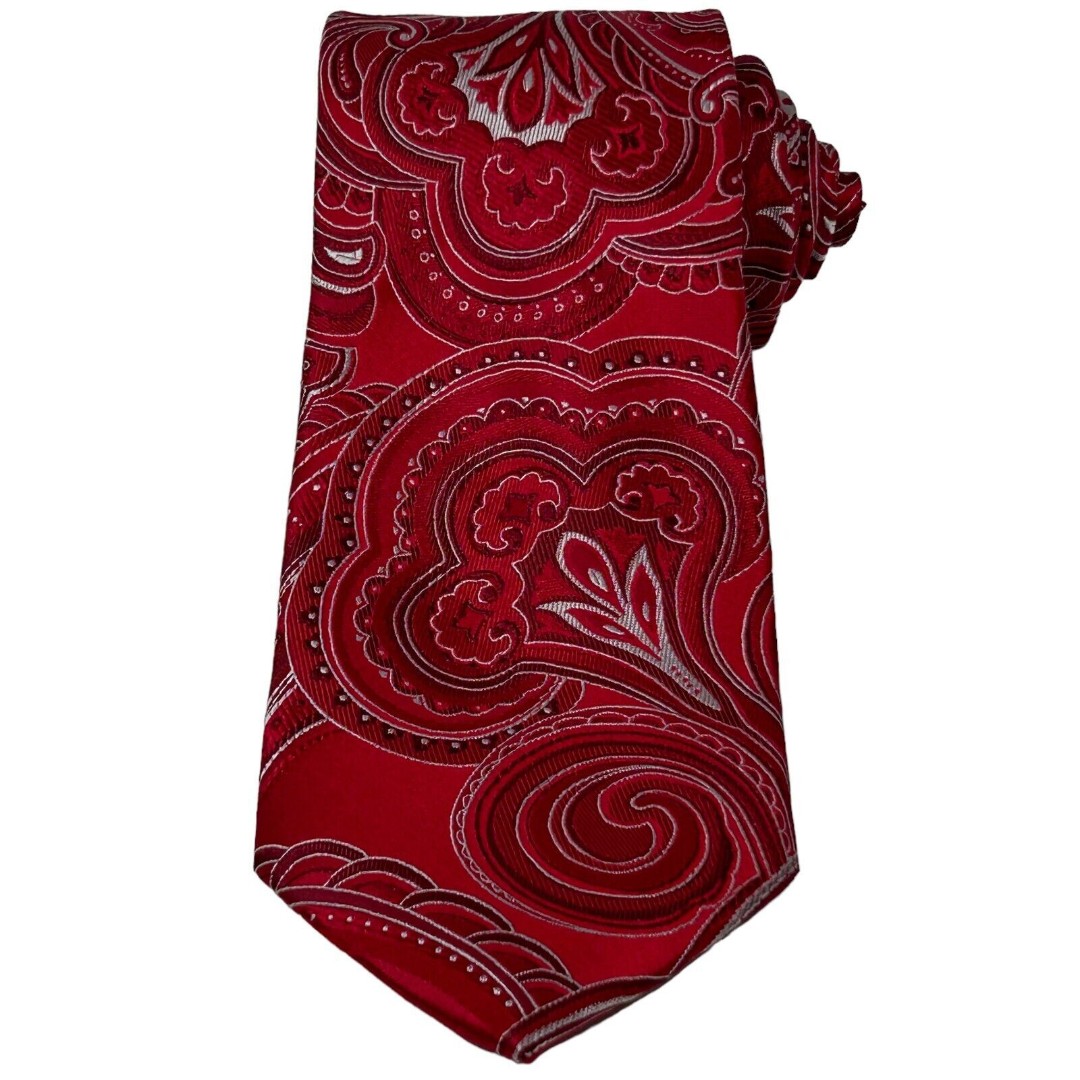 Donald J Trump Signature Collection Necktie Silk Red Paisley Floral Power Tie
