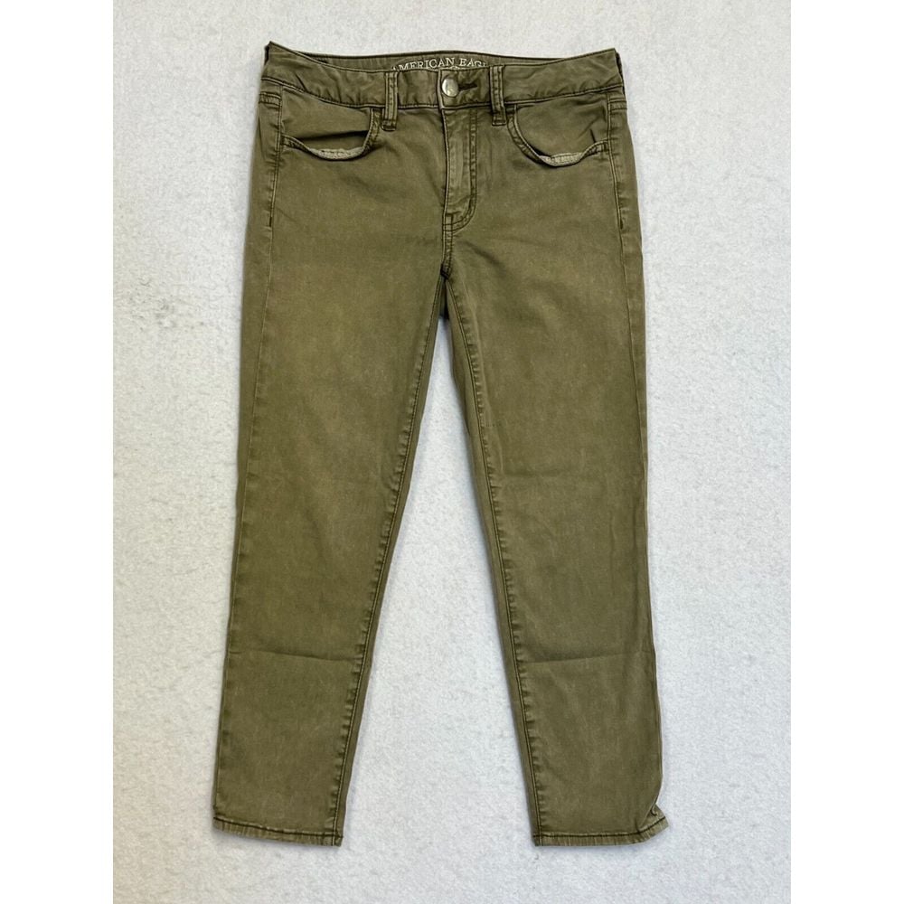 Womens American Eagle Olive Green Jegging Crop Pants Jeans Size 6R GUC