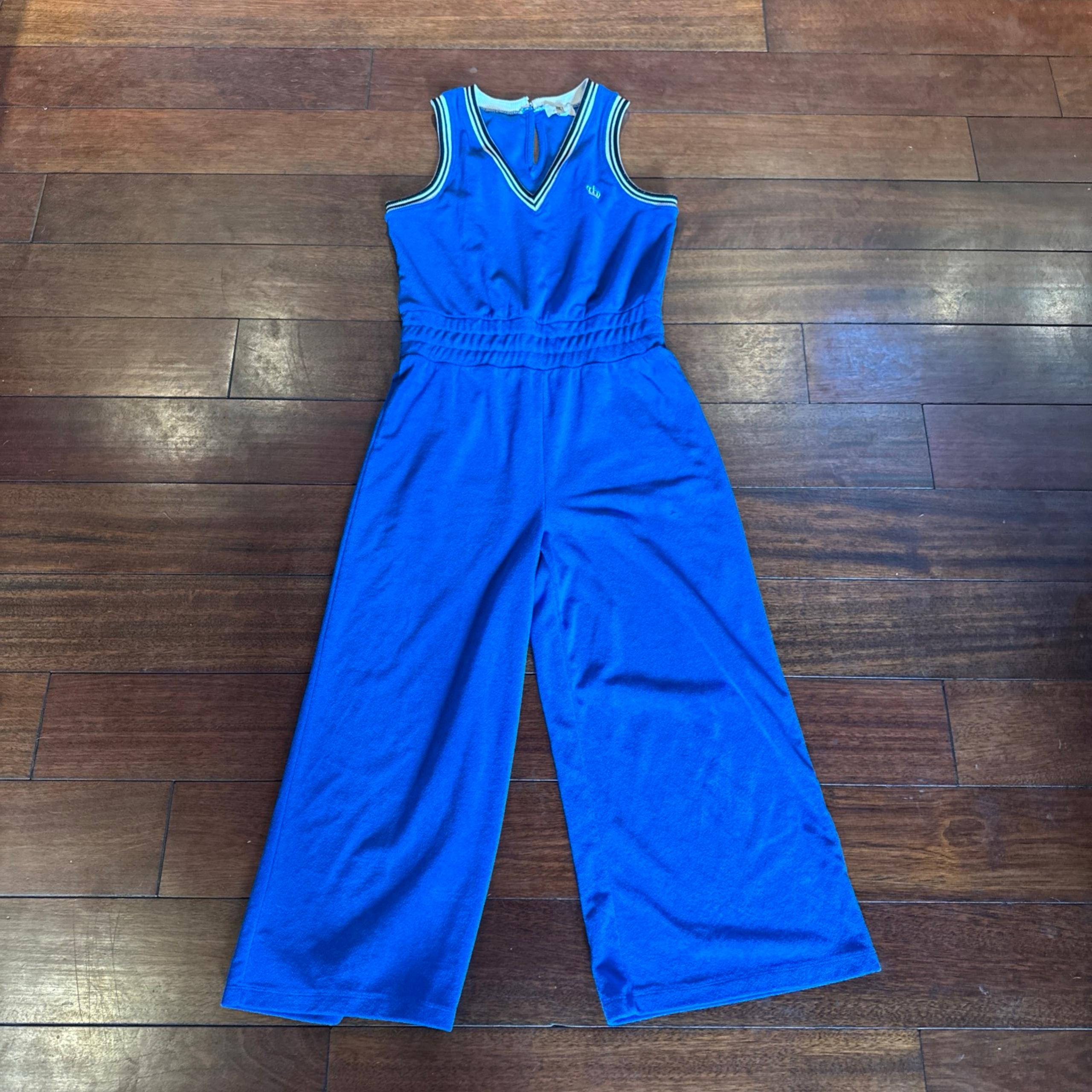 Juicy Couture Terry Cloth Capri V Neck Jumpsuit Royal Blue Varsity Y2K Small