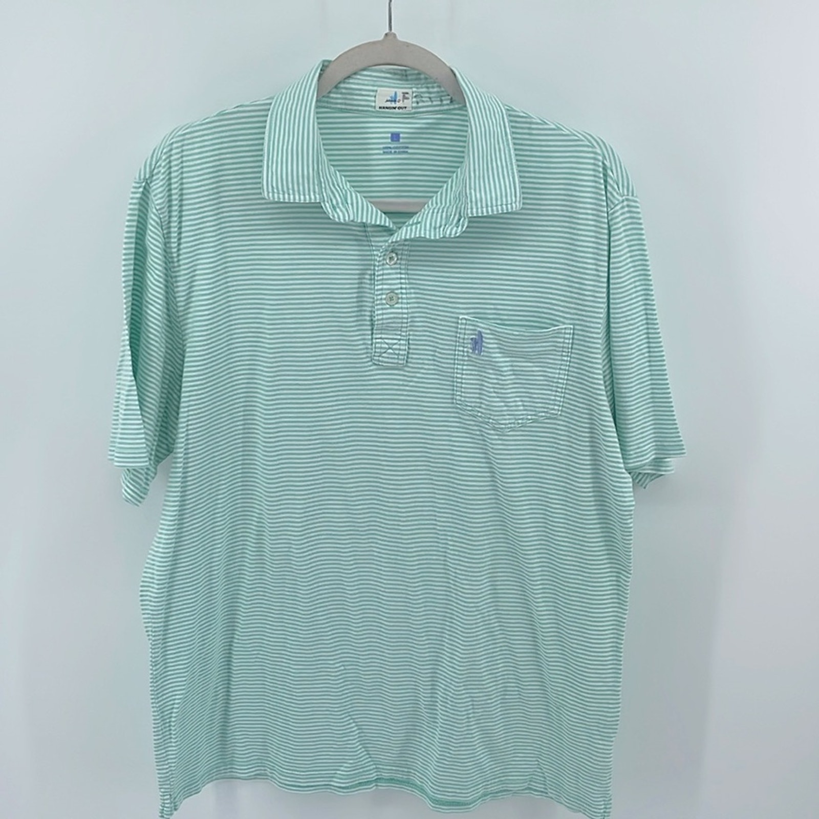 Johnnie-O 100% cotton striped short sleeve polo shirt sz L