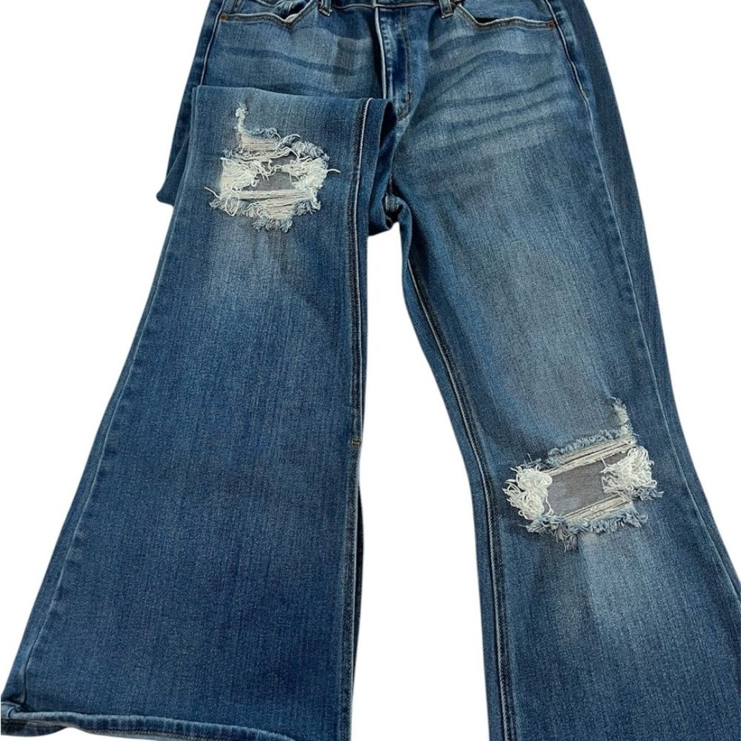 Cello Boutique Classic Blue Flair Leg Distressed Jeans Size 14