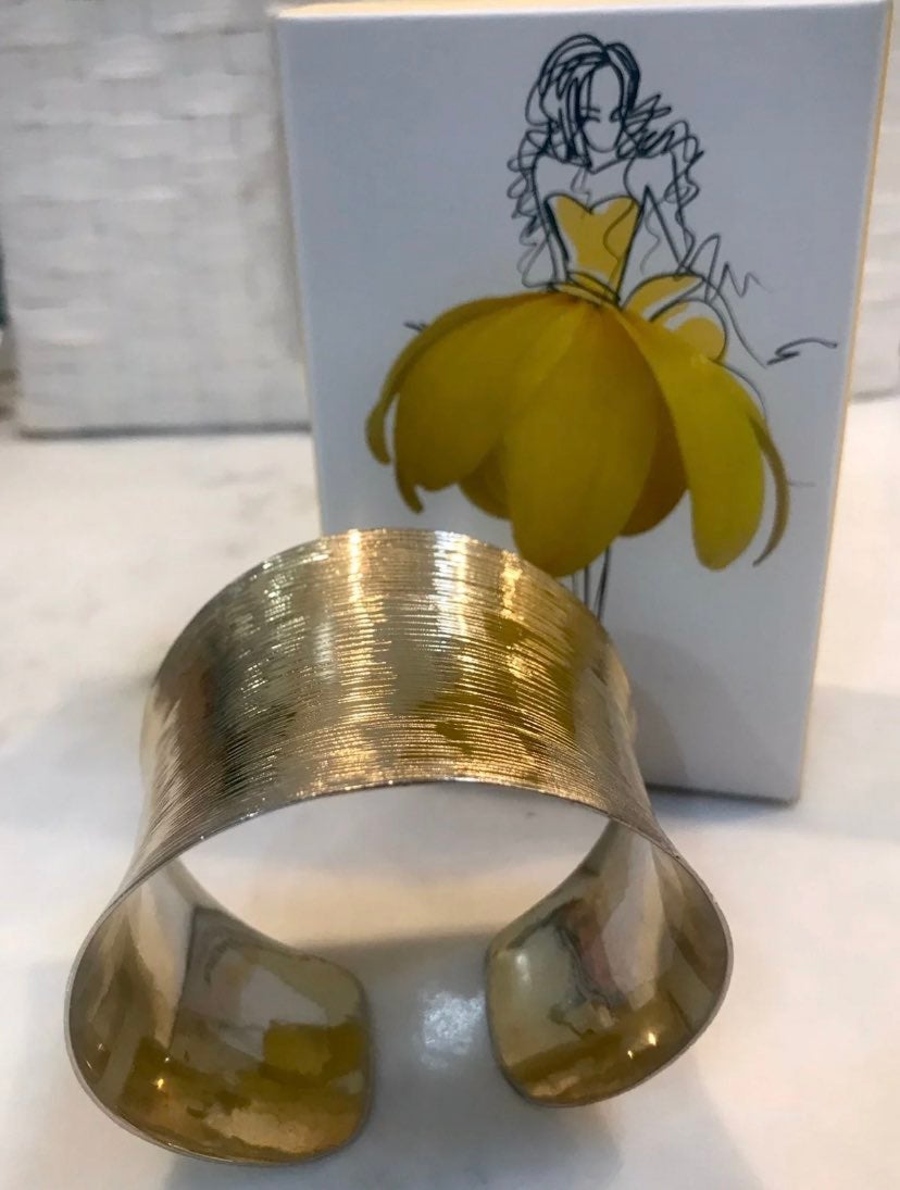 74 Grams! Silver and Gold Plated Wide Width Cuff Bracelet