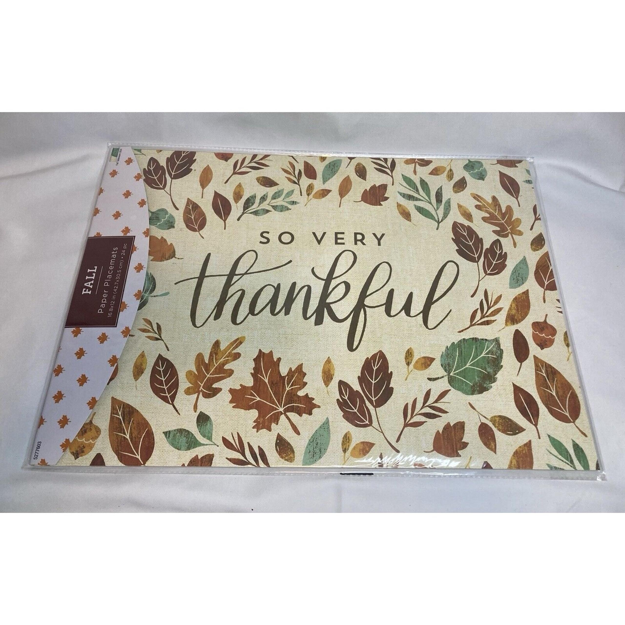 Fall Leaves Thanksgiving 24 Paper Placemats So Very Thankful Hobby Lobby New!