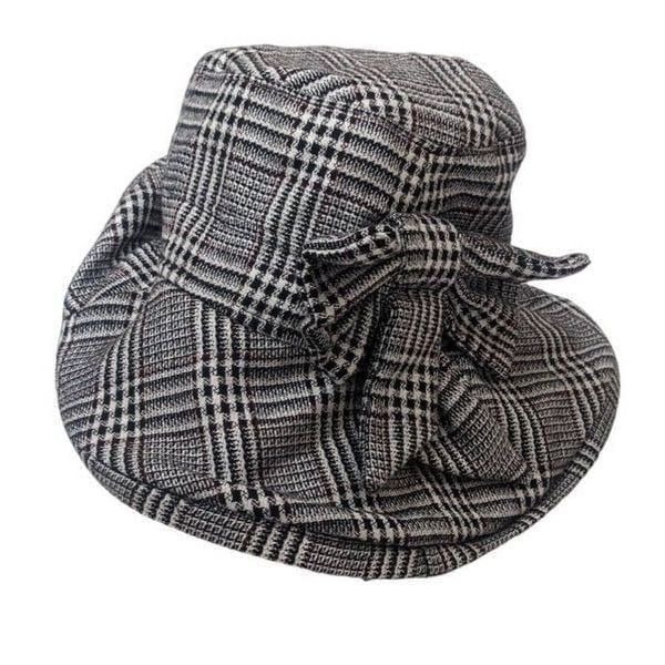 Lawrence Foster Womens Plaid Sun Hat W/ Bow Fashion Church England The Diana
