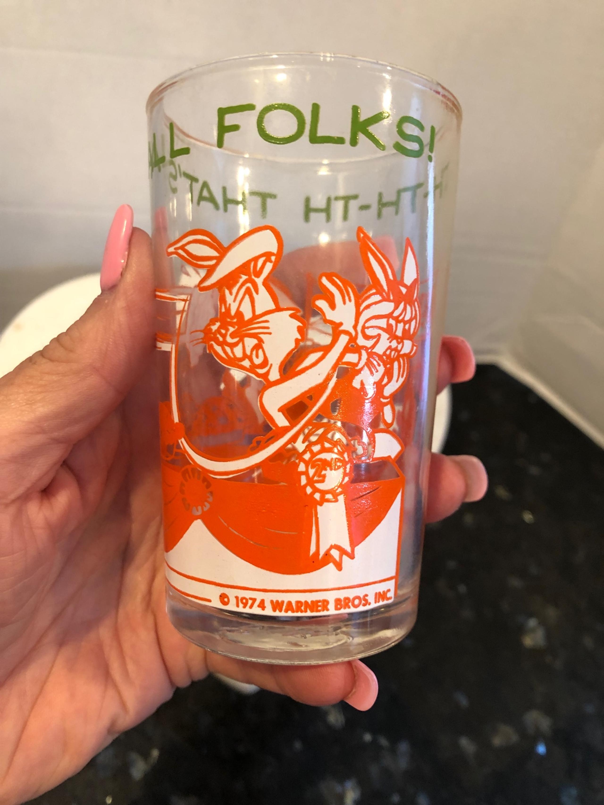 VTG 1974 LOONEY TUNES Th-Th-Th That's All Folks! Welch's Jelly juice glass