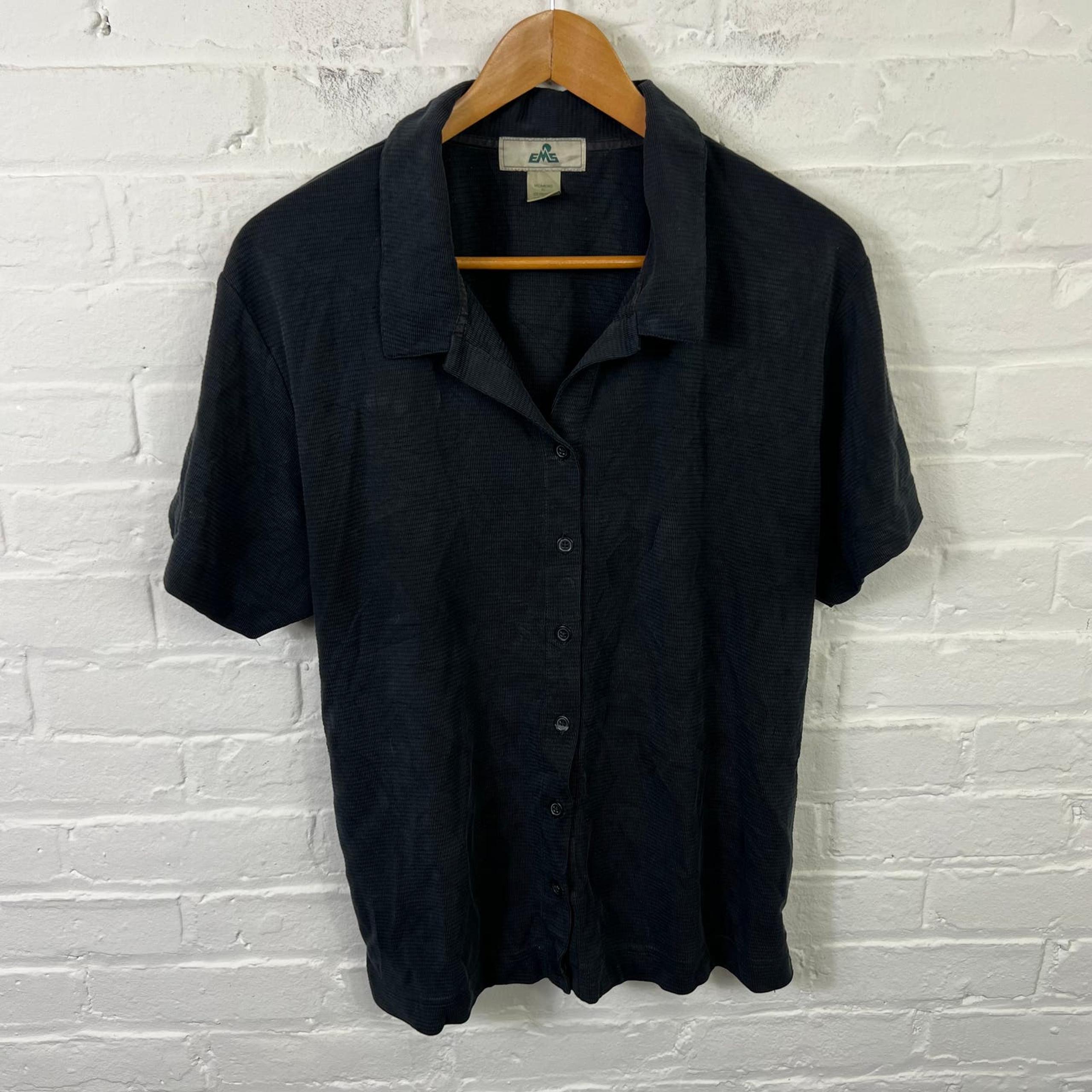 Eastern Mountain Sports Women's Button Up Shirt Short Sleeve Black Size XL