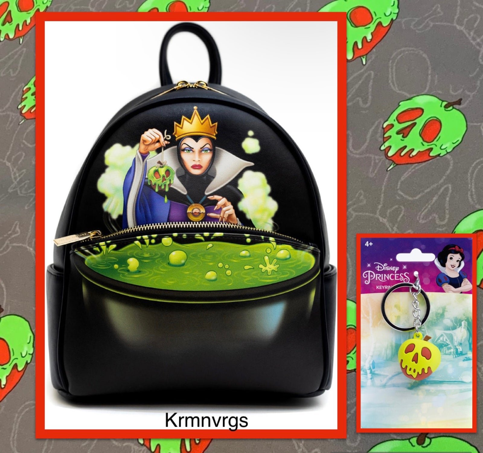 Disney Snow White Evil Queen Mini Backpack with Bag Charm Poison Apple EXCLUSIVE