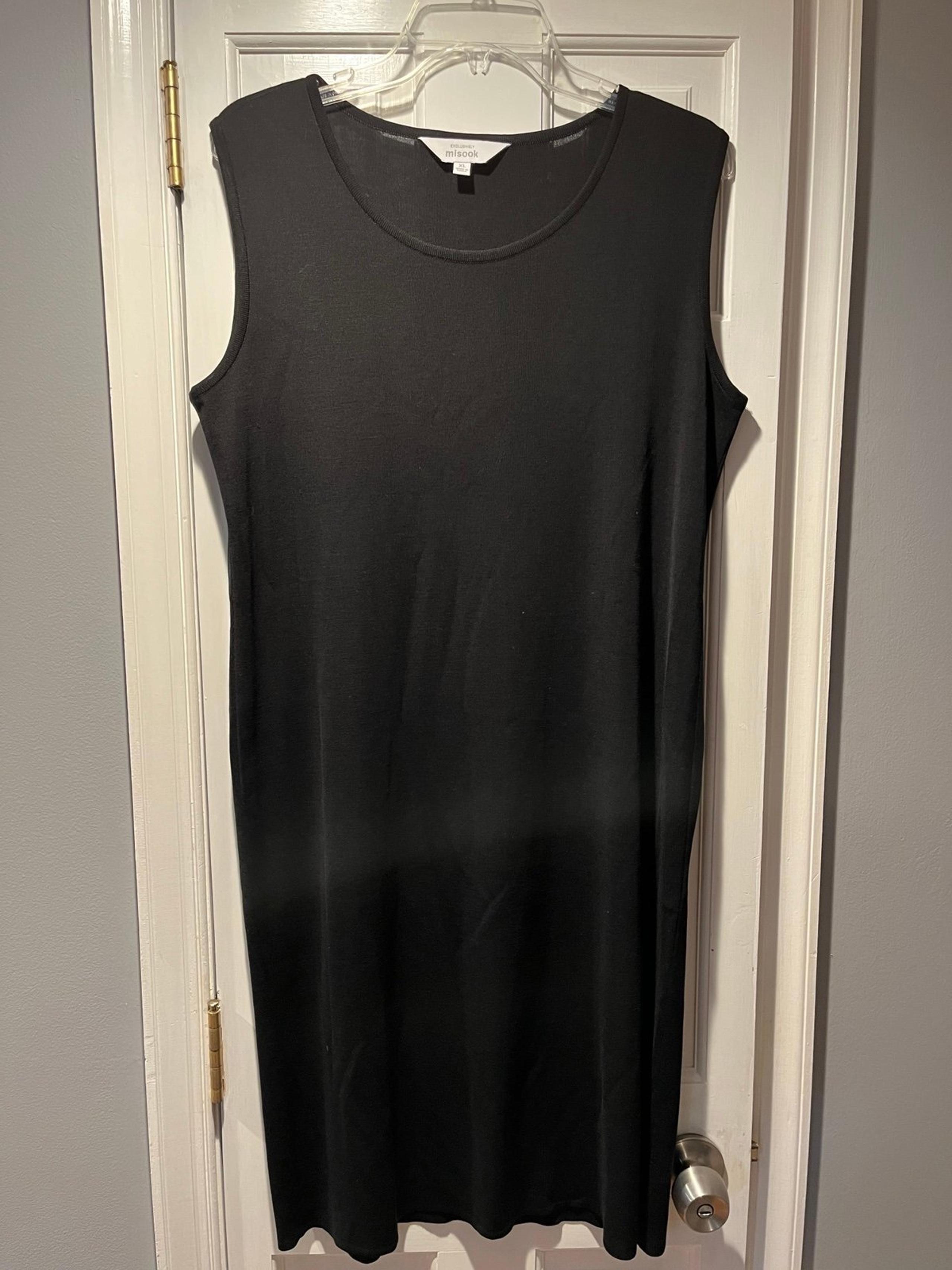 Women’s EXCLUSIVLEY MISOOK Black Sleeveless Sheath Knit DressSz XL