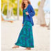 NWOT Soft Surroundings Valencia Women Size M Blue Green Pocket Casual Maxi Dress