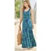 NWOT Soft Surroundings Valencia Women Size M Blue Green Pocket Casual Maxi Dress